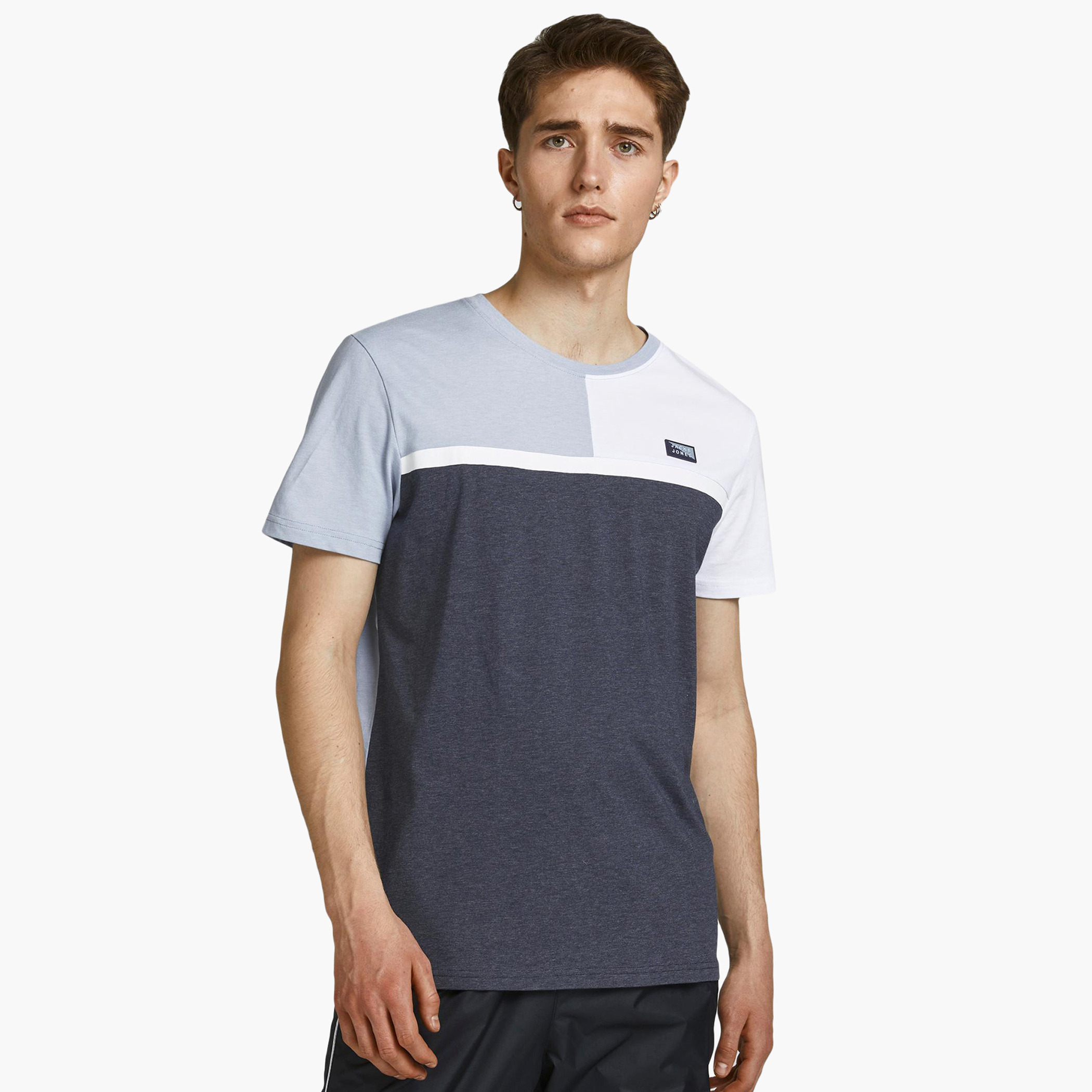Jack & Jones Men Cotton Solid Blue T-Shirt-men-clothing-tshirtsandpolos-tshirts-image-1