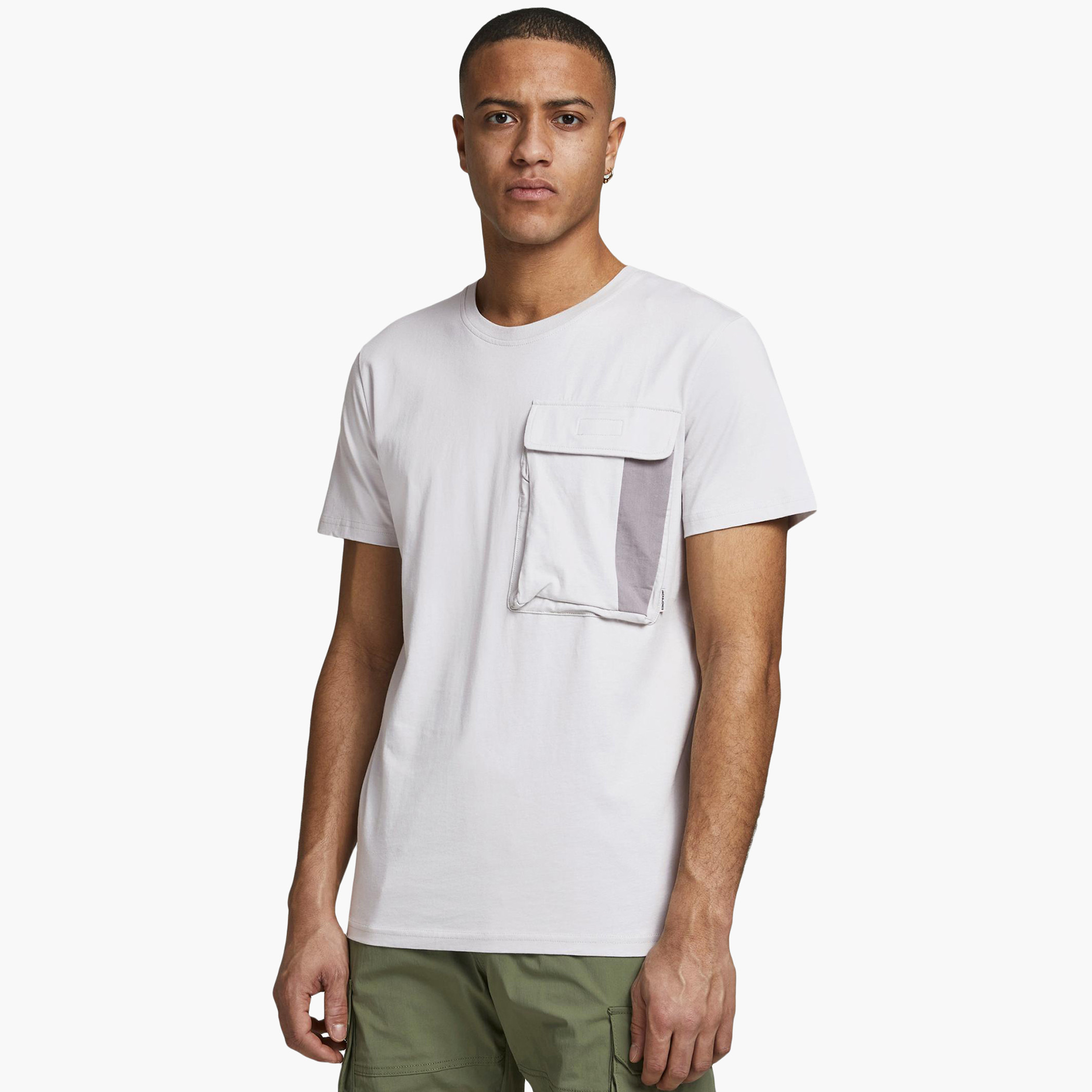 Jack & Jones Men Cotton Solid Cream T-Shirt-men-clothing-tshirtsandpolos-tshirts-image-1