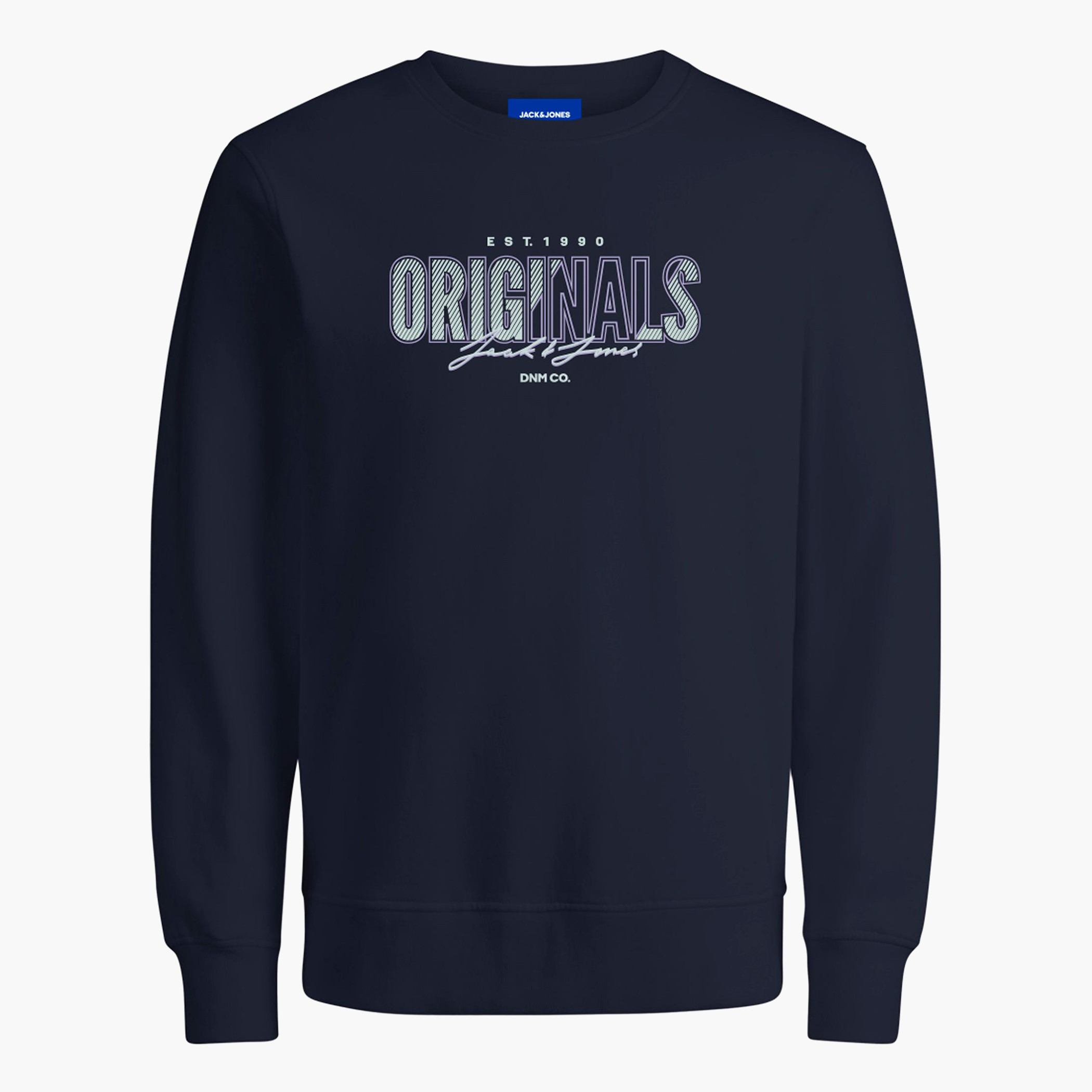 سويت شيرت خفيف بطبعات وياقة ضيّقة من جاك & جونز-men-winterwear-hoodiesandsweatshirts-image-1