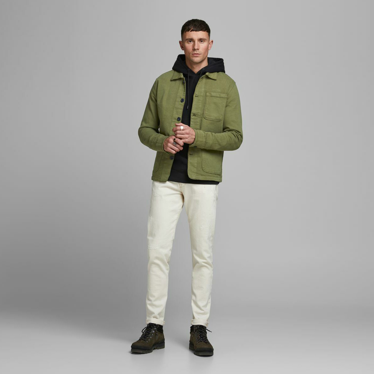 Jack & Jones Solid Denim Jacket with Pockets and Button Closure-men-clothing-jacketsandblazers-jackets-image-3