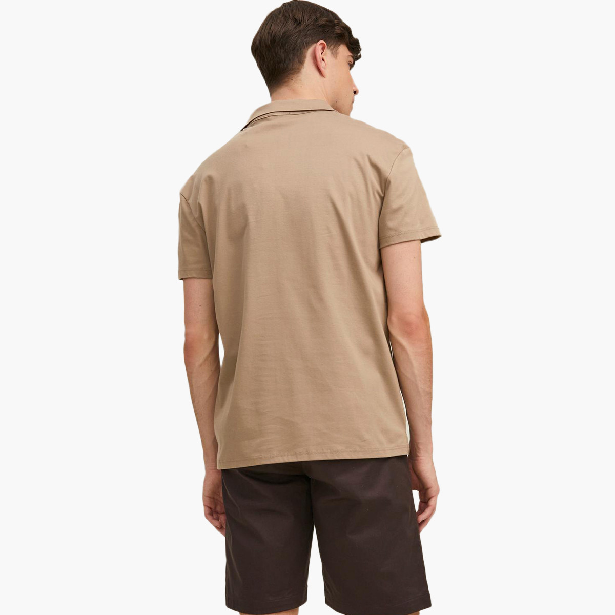 تي شيرت بولو جاك آند جونز رجالي بني سادة بأكمام قصيرة-men-clothing-tshirtsandpolos-polos-image-3
