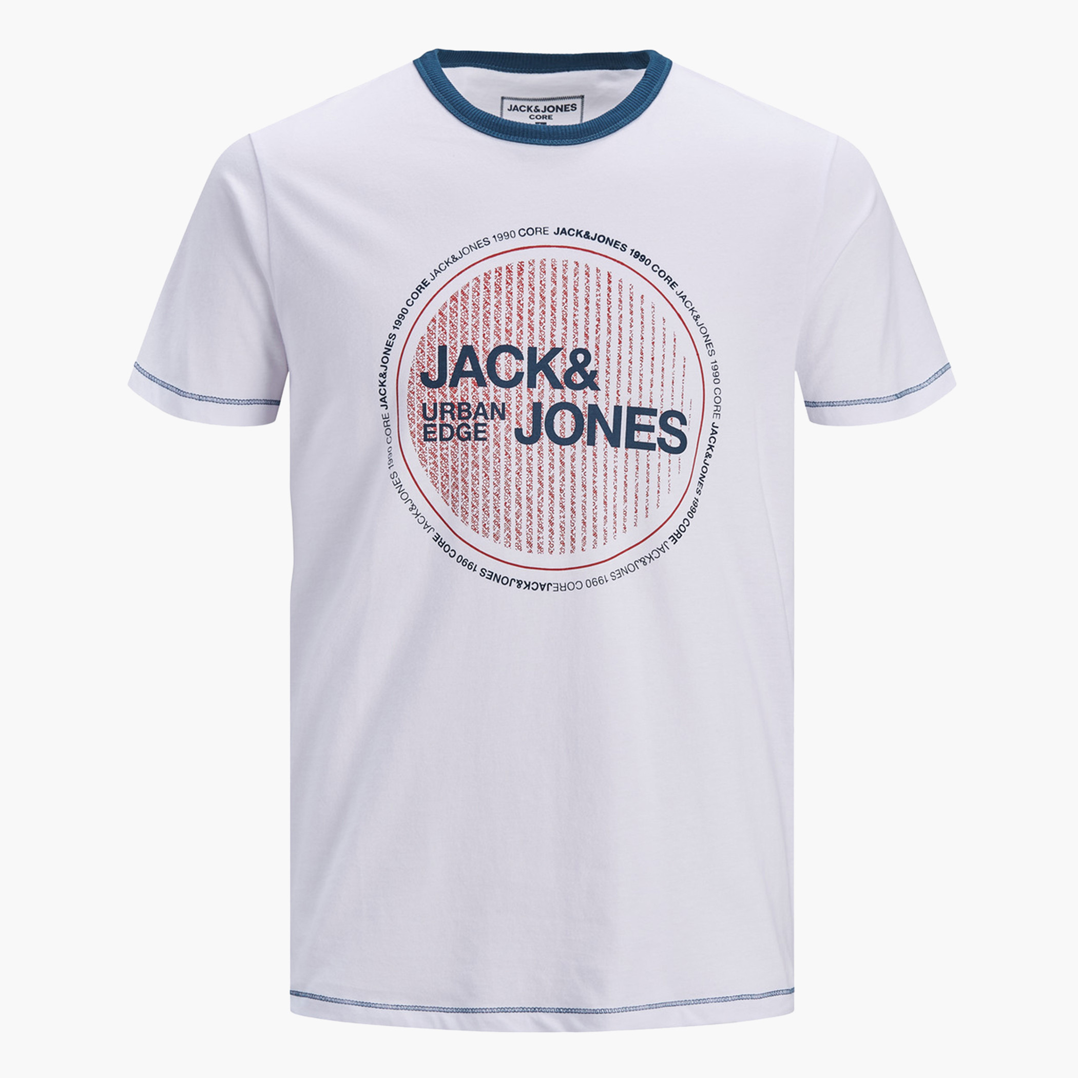 تيشيرت بياقة ضيقة وأكمام قصيرة وطبعات من جاك & جونز-men-clothing-tshirtsandpolos-tshirts-image-1
