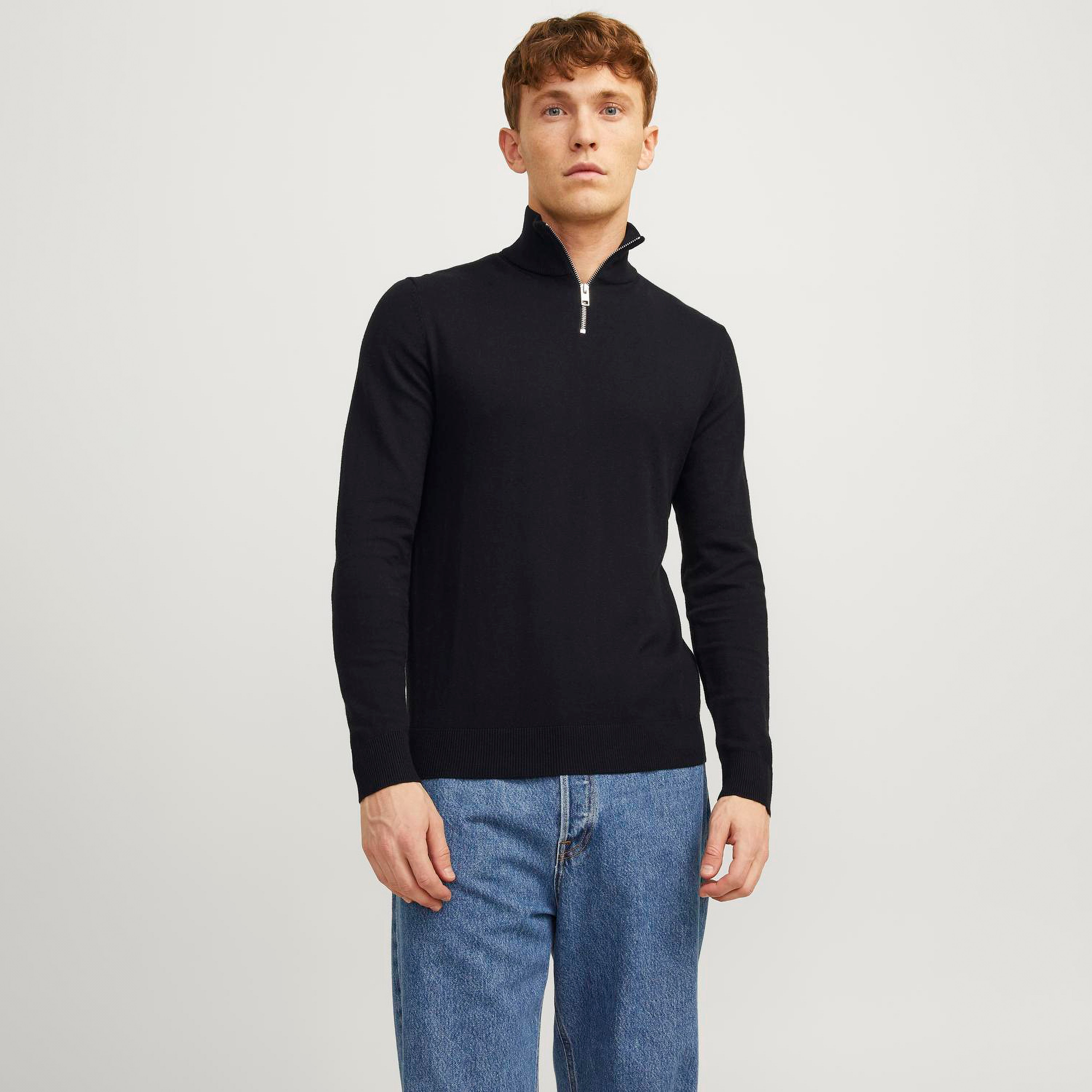 جاك آند جونز بلوفر رجالي برقبة عالية وأكمام طويلة وربع سحاب-men-clothing-sweatersandpullovers-image-1
