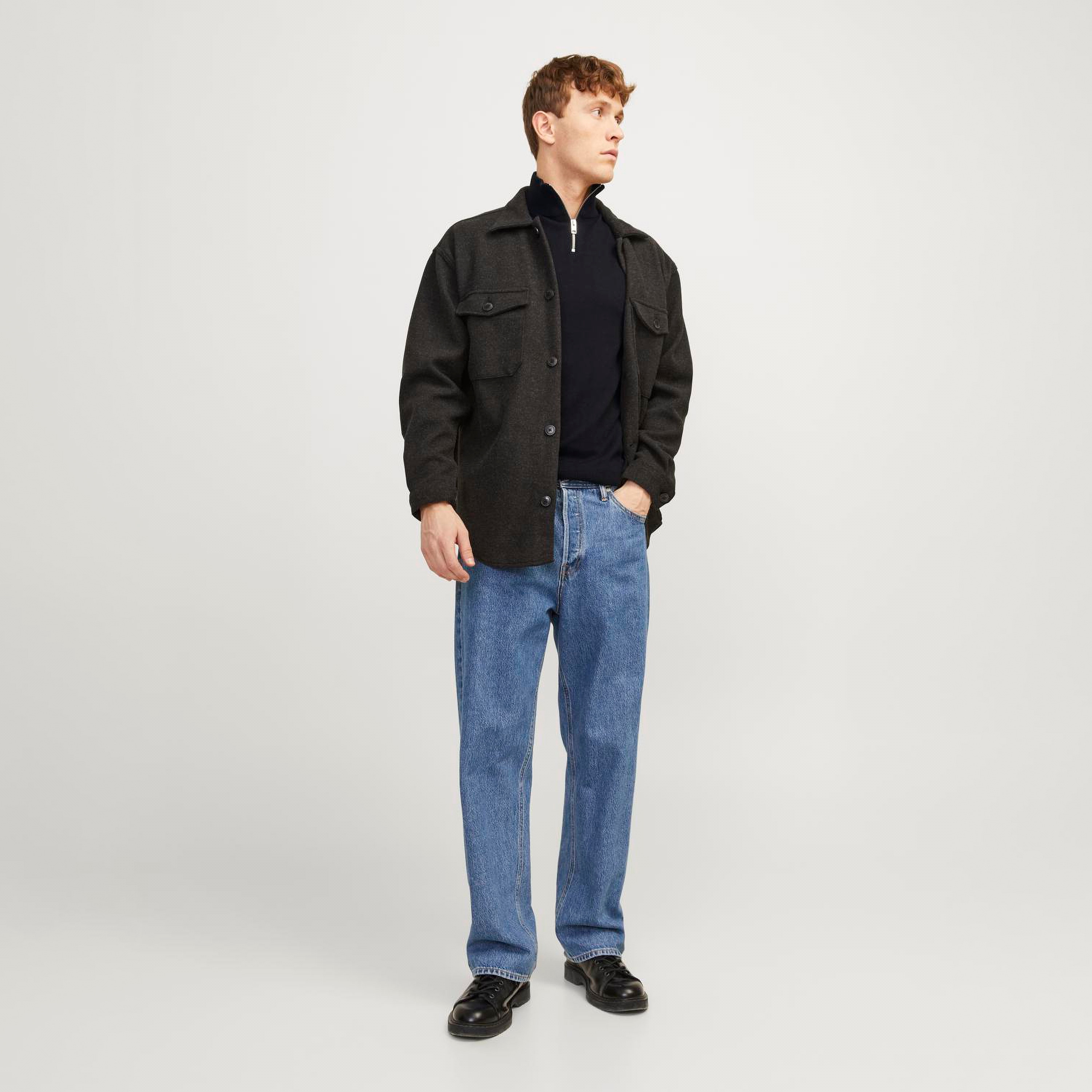 جاك آند جونز بلوفر رجالي برقبة عالية وأكمام طويلة وربع سحاب-men-clothing-sweatersandpullovers-image-2