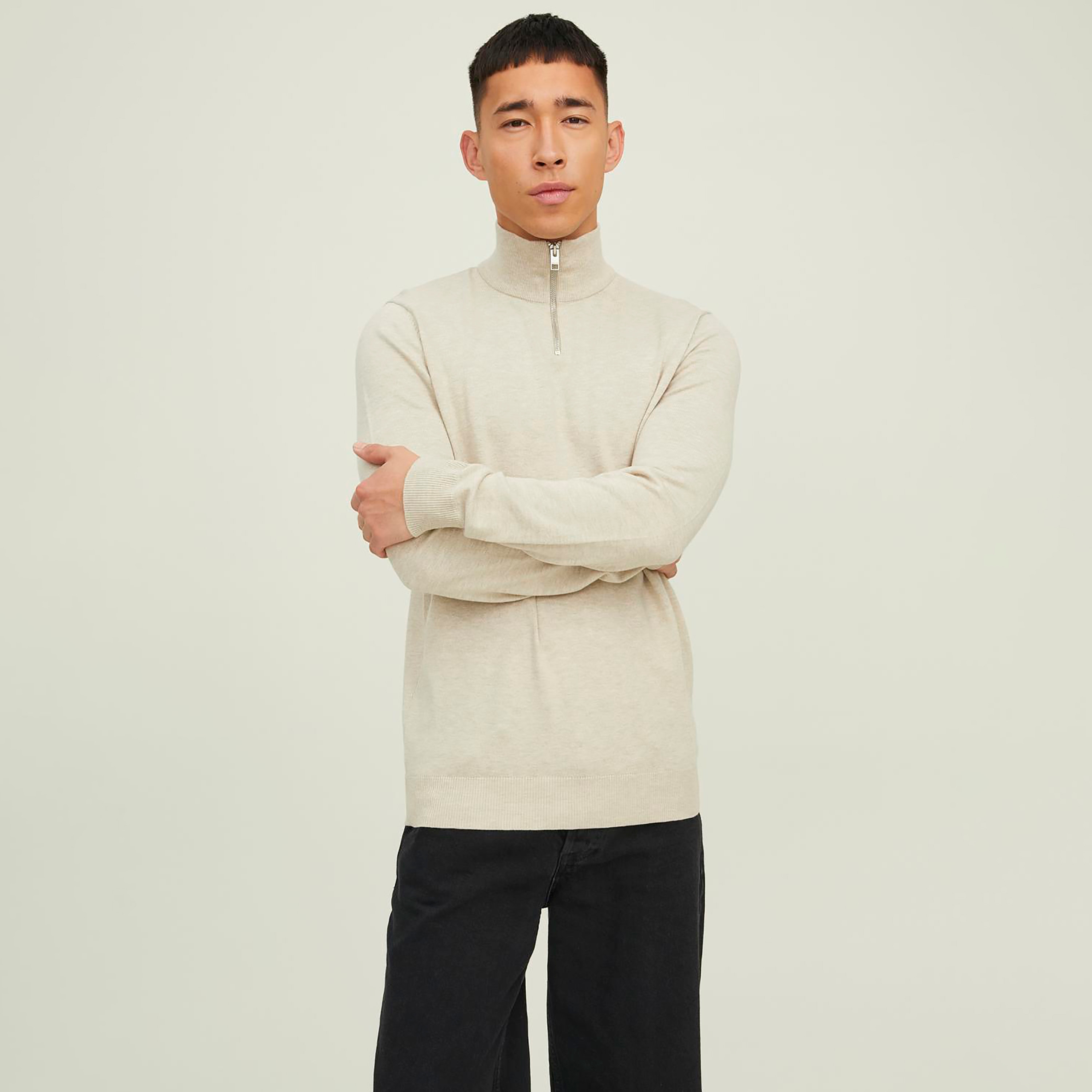 جاك آند جونز بلوفر رجالي برقبة عالية وأكمام طويلة وربع سحاب-men-clothing-sweatersandpullovers-image-5