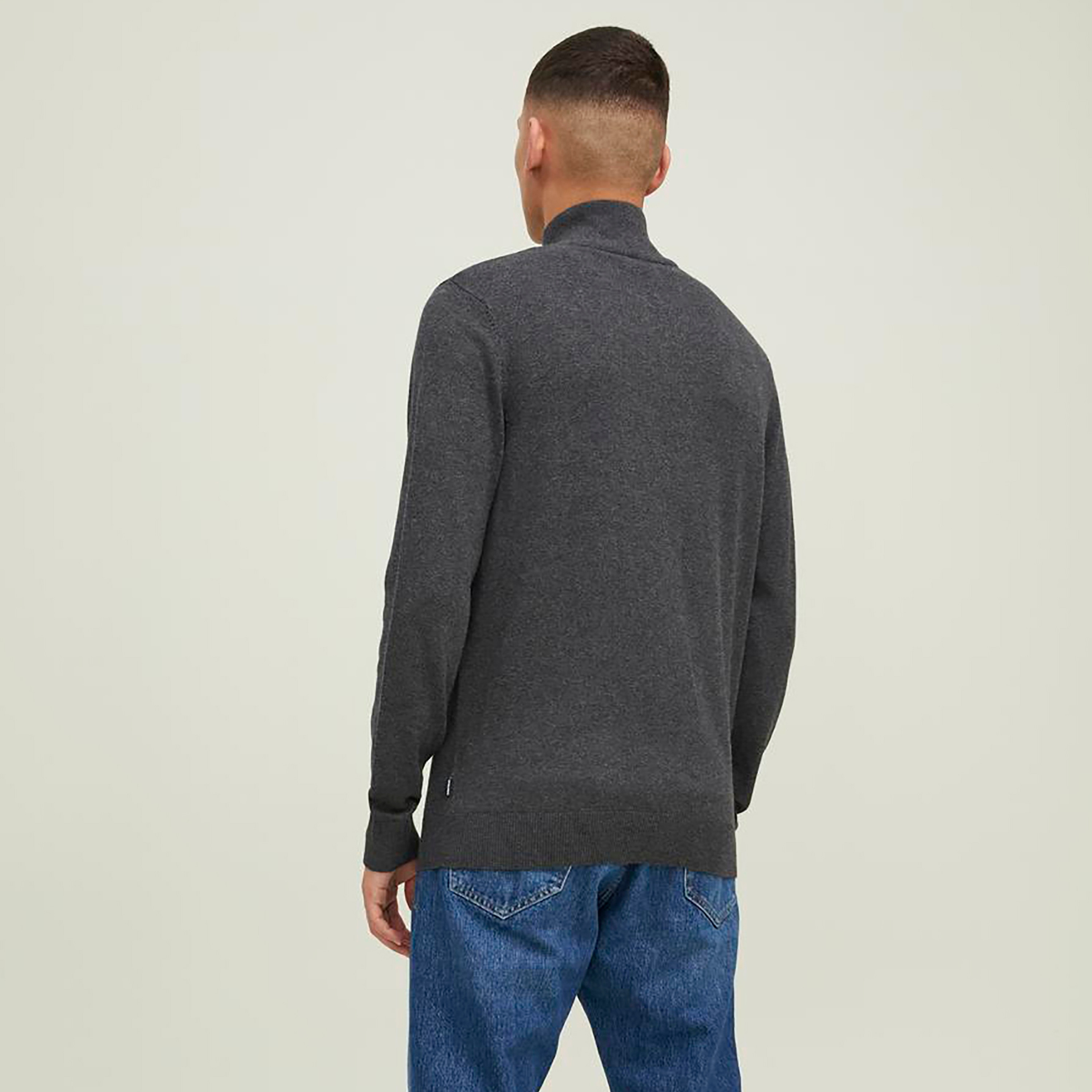 Jack & Jones Plain High Neck Long Sleeves Men's Quarter Zip Pullover-men-clothing-sweatersandpullovers-image-4