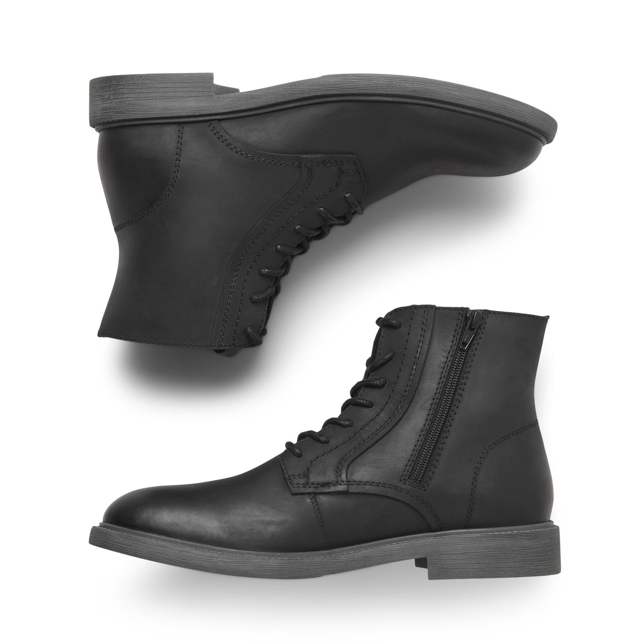 Jack & Jones Men Black Solid High Top Leather Boots-men-shoes-boots-image-4