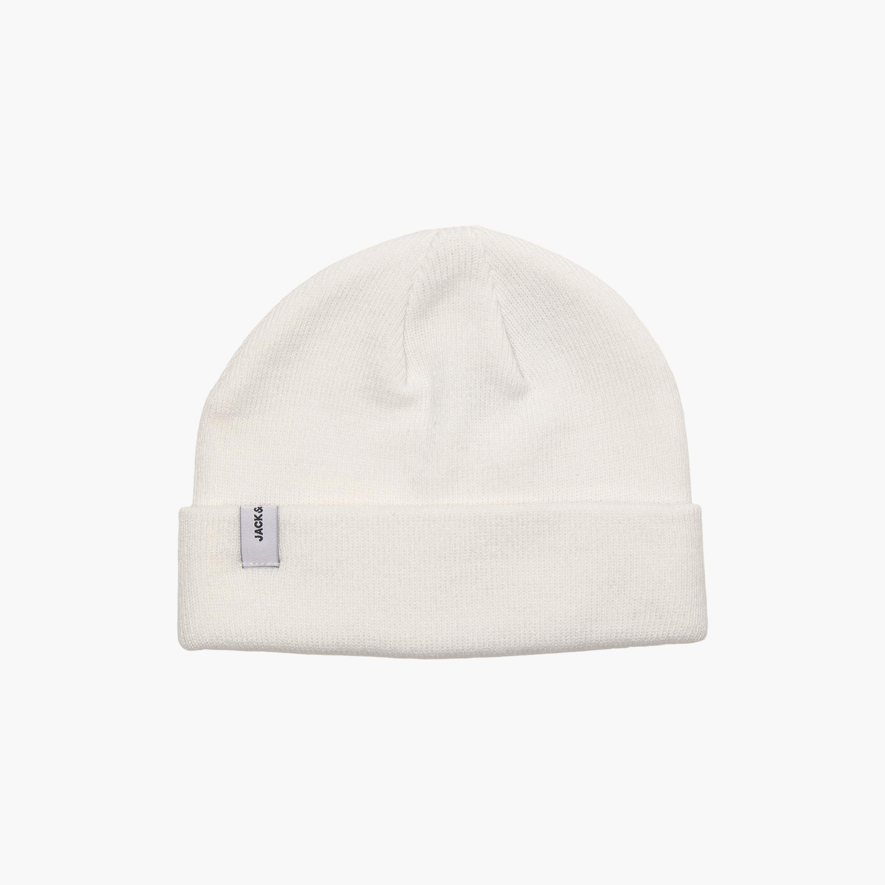 Jack & Jones Men White Knitted Short Beanie-men-caps-image-1