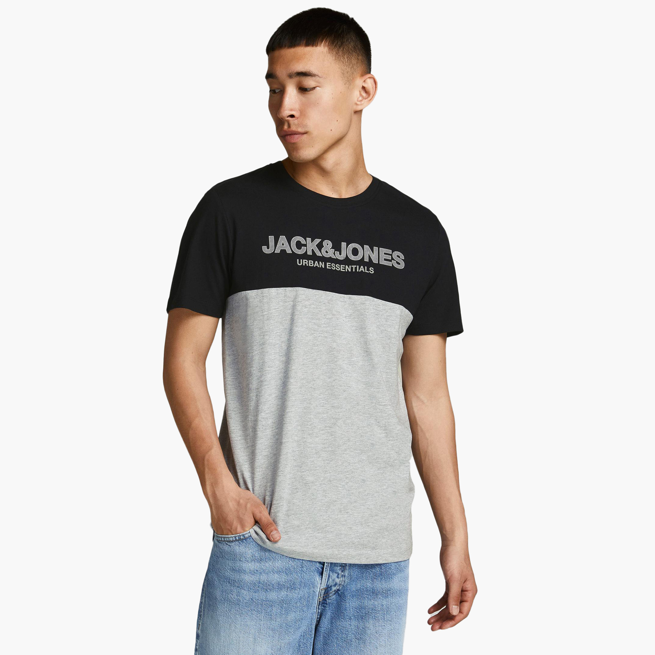Jack & Jones Men Cotton Solid Black T-Shirt-men-clothing-tshirtsandpolos-tshirts-image-1
