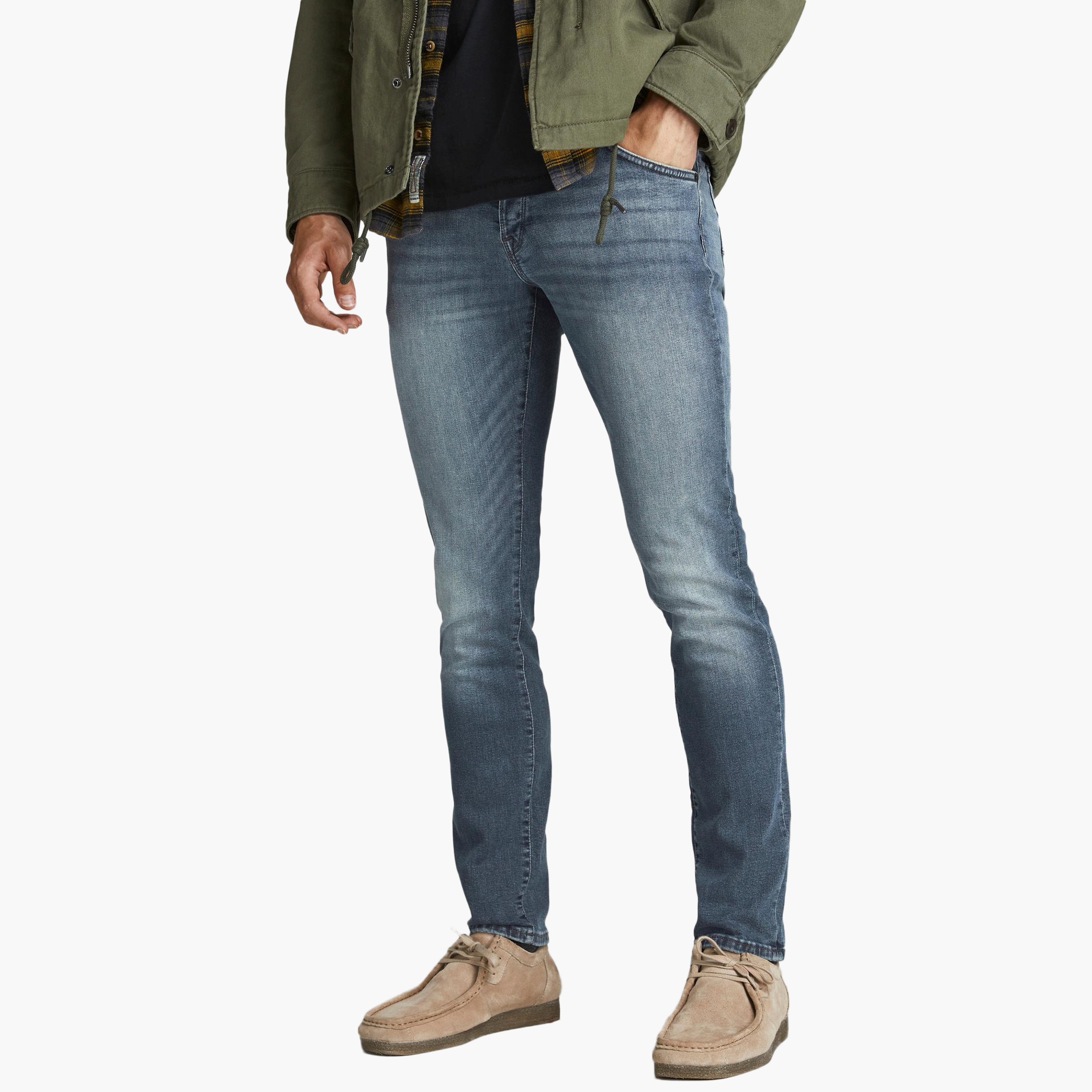 Jack & Jones Men Solid Slim Fit Jeans with Button Closure-men-clothing-bottoms-jeans-image-1