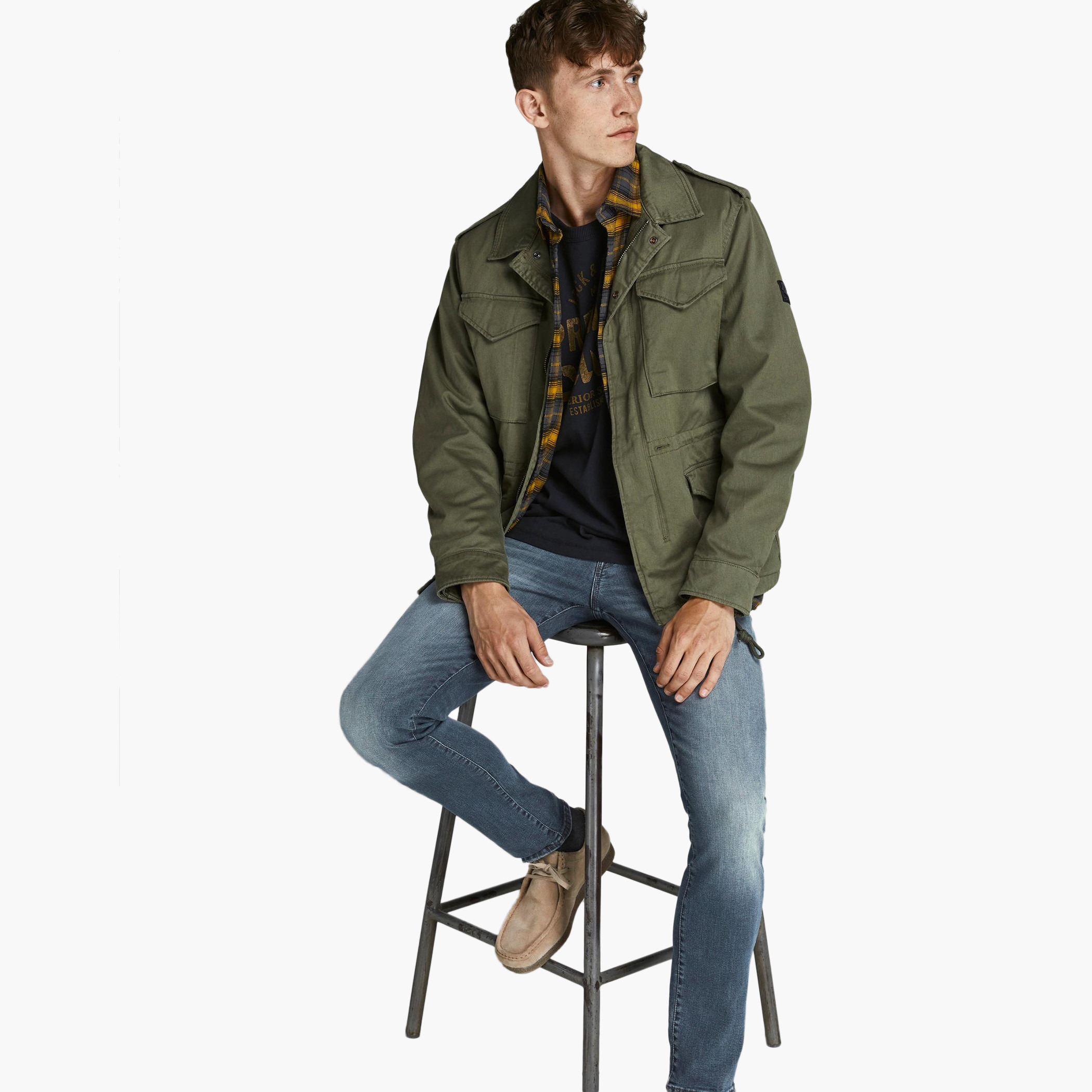 Jack & Jones Men Solid Slim Fit Jeans with Button Closure-men-clothing-bottoms-jeans-image-2