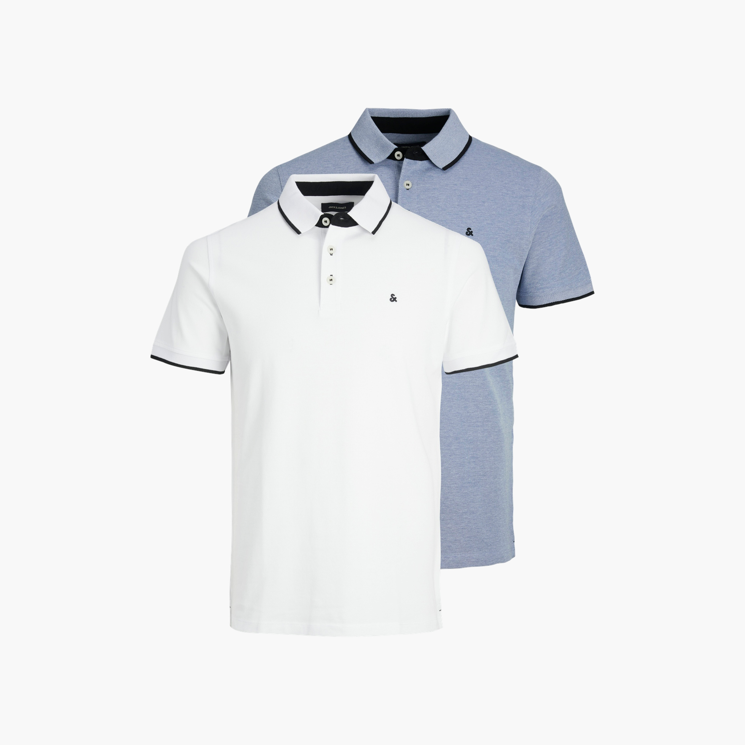 مجموعة من قطعتين من قمصان البولو الرجالية ذات الياقة والشعار وأكمام قصيرة من جاك اند جونز-men-clothing-tshirtsandpolos-polos-image-1