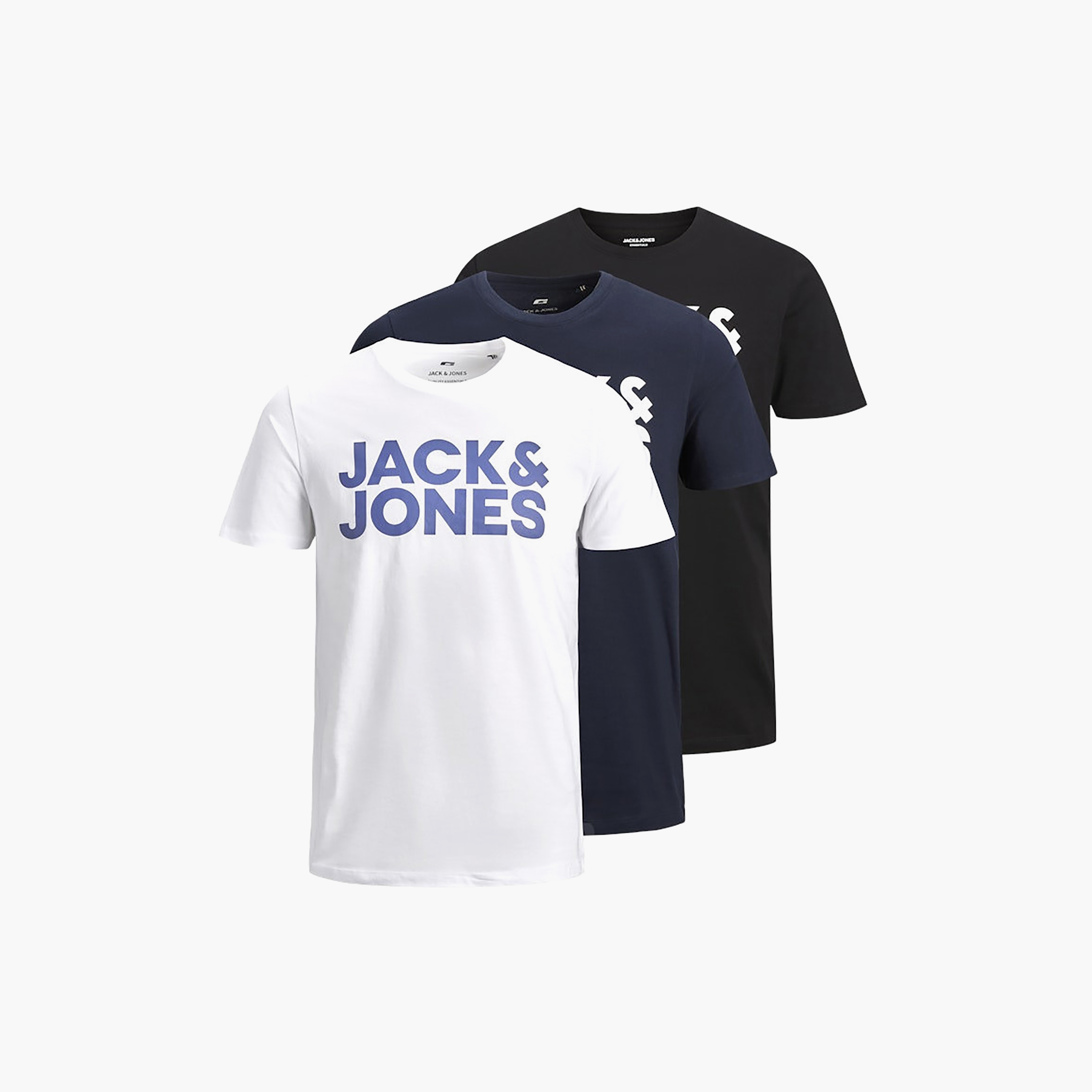 Jack & Jones Pack of 3 Logo Crew Neck Short Sleeves Men's T-Shirt-men-clothing-tshirtsandpolos-tshirts-image-1