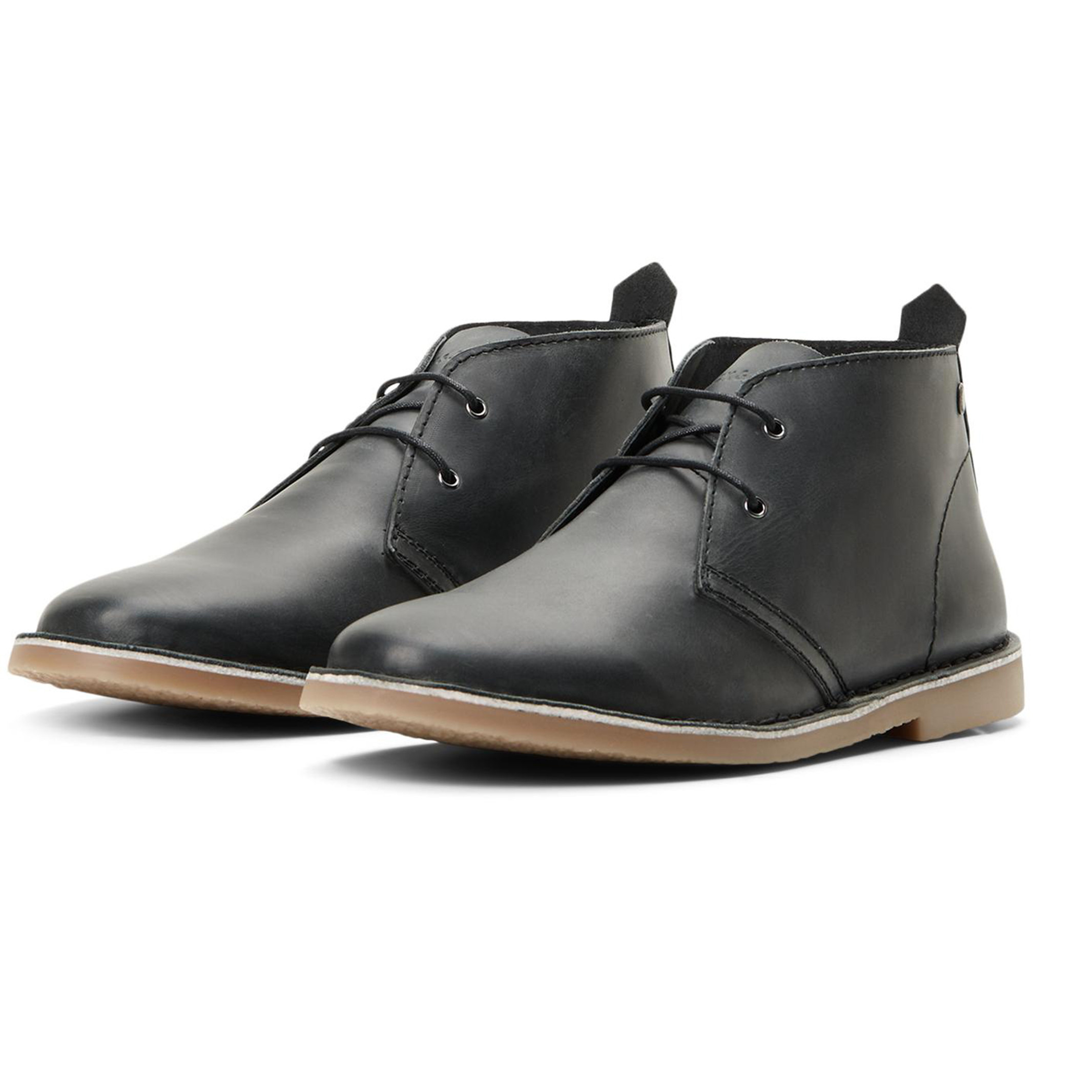 Buy Men s Jack Jones Men Black Solid Leather Desert Boots Online Centrepoint UAE