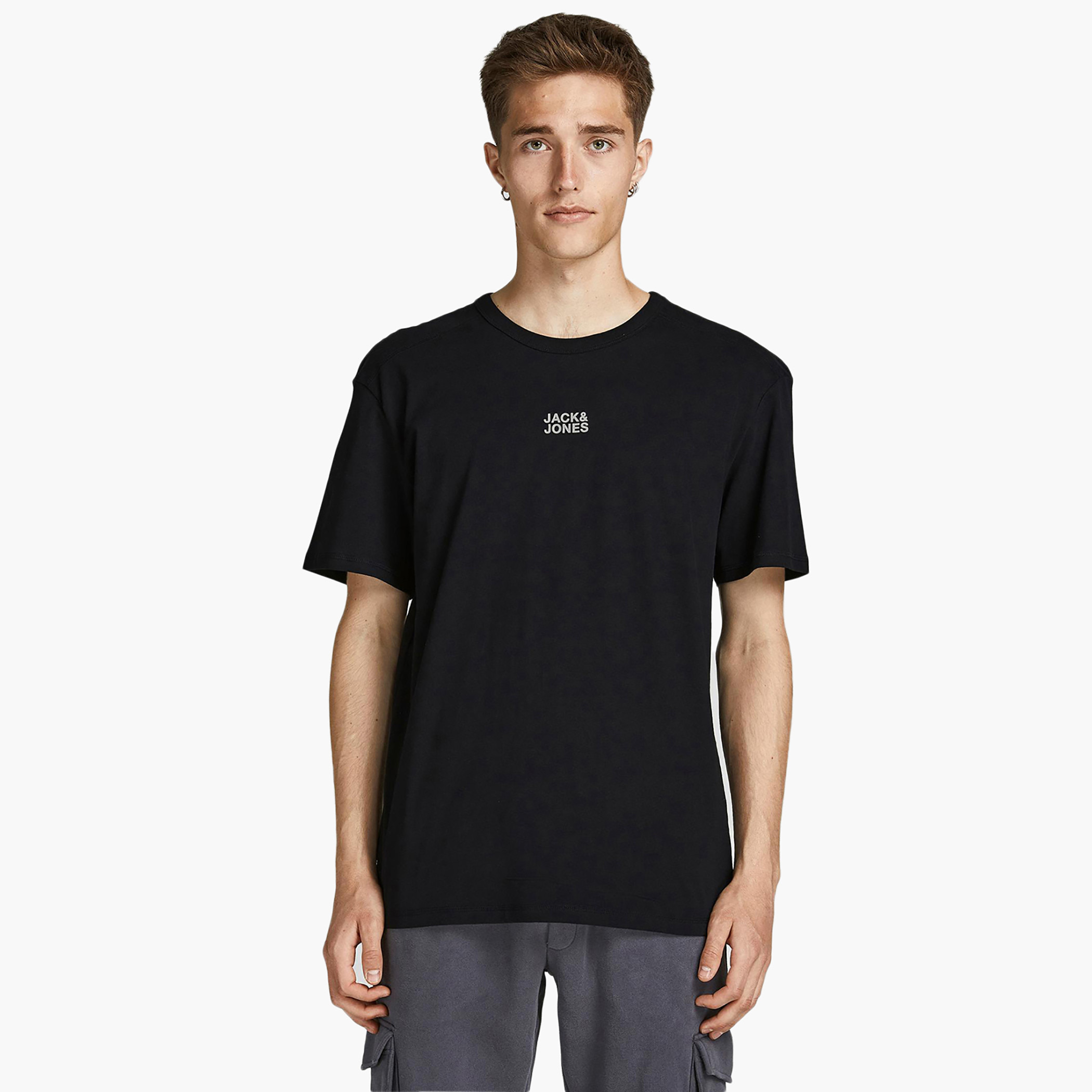 Jack & Jones Men Solid Black Crew Neck Short Sleeves T-Shirt-men-clothing-tshirtsandpolos-tshirts-image-1