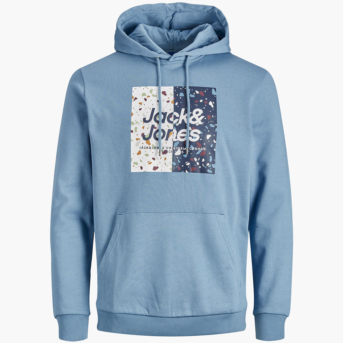 Jack & Jones Men Printed Kangaroo Pocket Hooded Sweatshirt-men-winterwear-hoodiesandsweatshirts-image-1