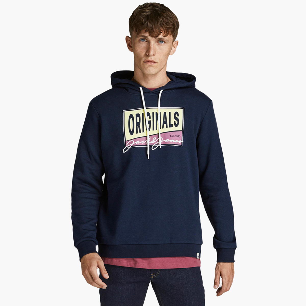 Jack & Jones Men Printed Hooded Sweatshirt-men-winterwear-hoodiesandsweatshirts-image-1