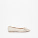 Celeste Women's Textured Pointed Toe Ballerina Shoes with Bow Detail-Women%27s Ballerinas-thumbnailMobile-0