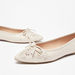 Celeste Women's Textured Pointed Toe Ballerina Shoes with Bow Detail-Women%27s Ballerinas-thumbnailMobile-2