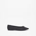 Celeste Women's Textured Pointed Toe Ballerina Shoes with Bow Detail-Women%27s Ballerinas-thumbnailMobile-0
