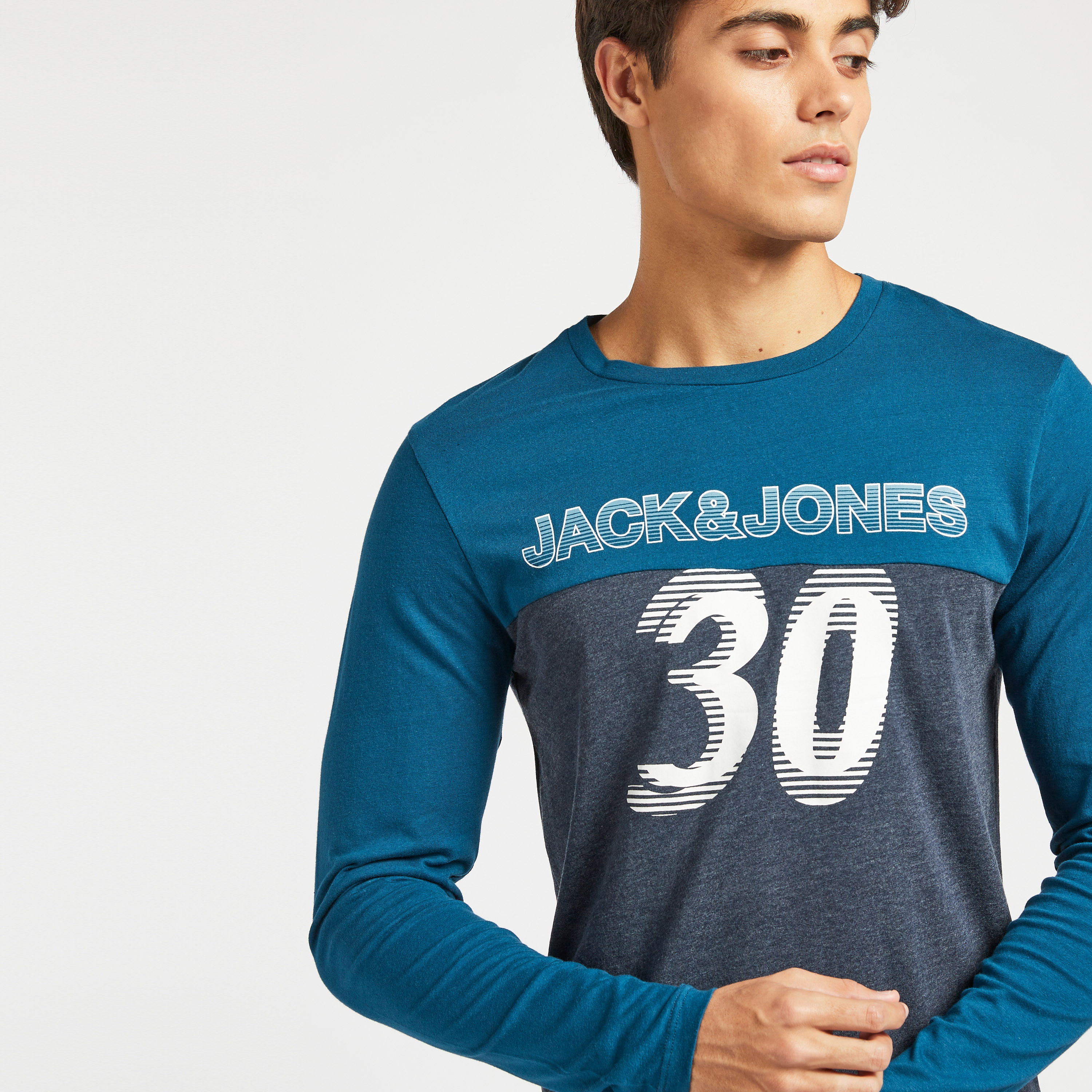 Jack & Jones Printed Crew Neck T-shirt with Long Sleeves-men-clothing-tshirtsandpolos-tshirts-image-3