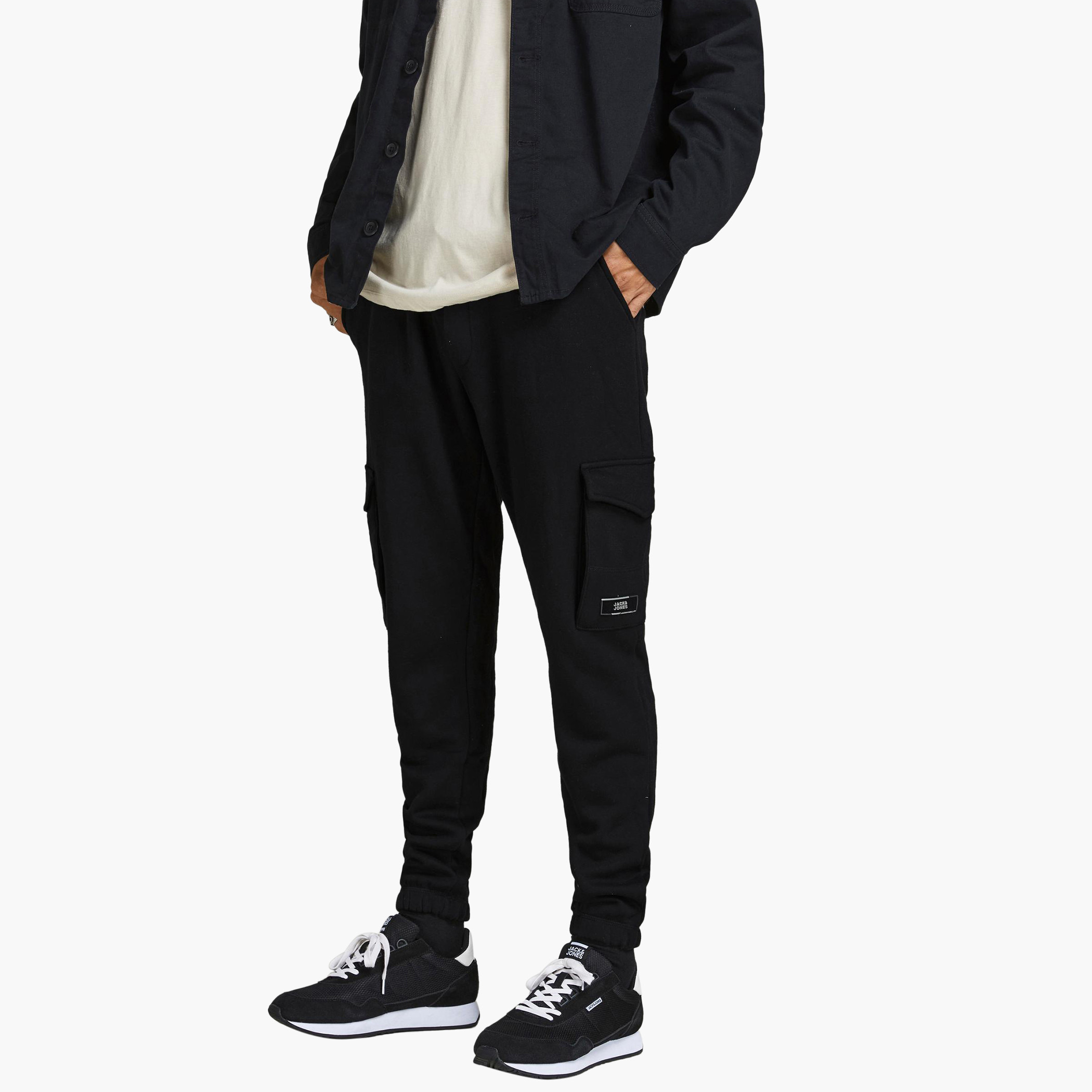 Jack & Jones Men Solid Cargo Sweat Pant with Drawstring Closure-men-clothing-bottoms-joggers-image-1