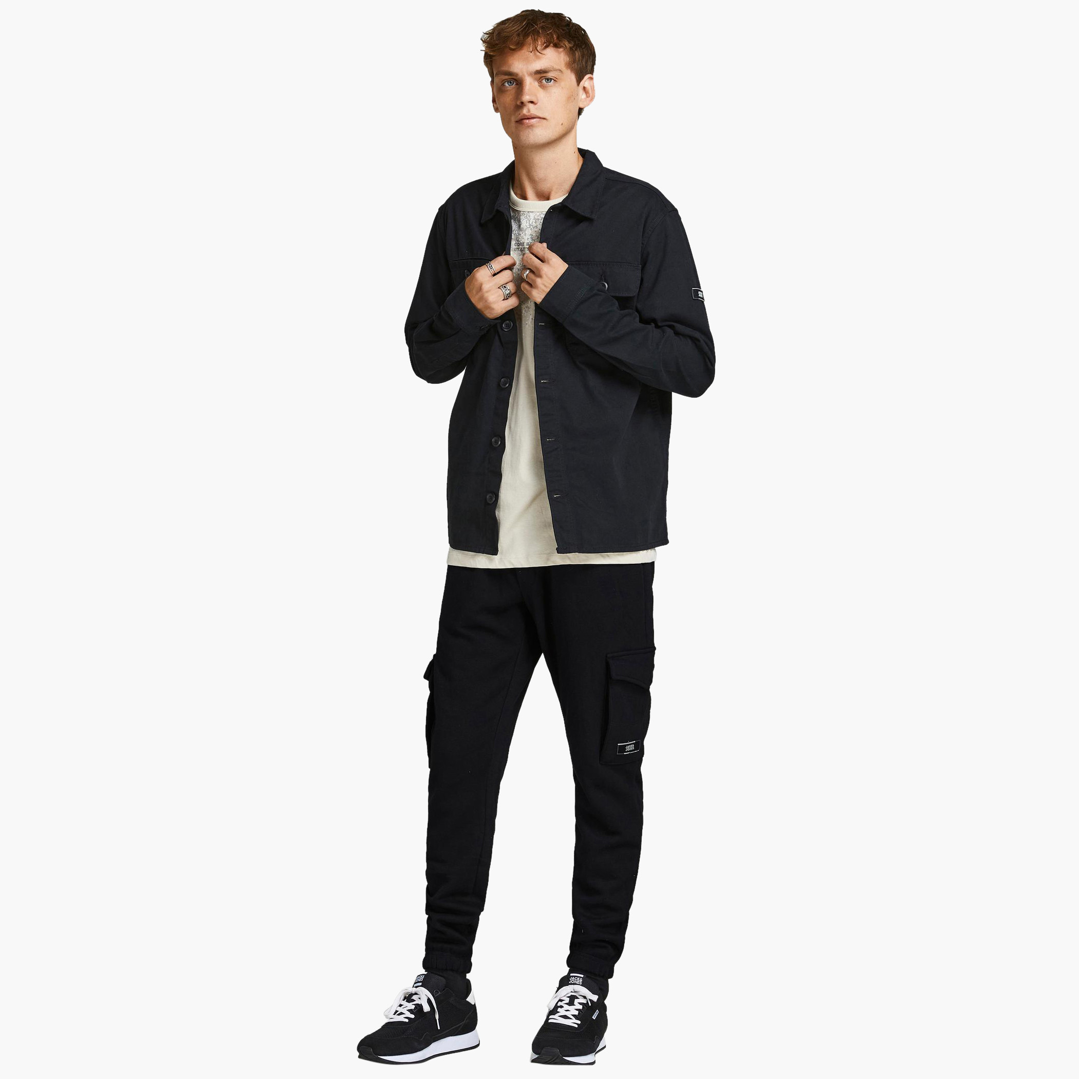 Jack & Jones Men Solid Cargo Sweat Pant with Drawstring Closure-men-clothing-bottoms-joggers-image-2