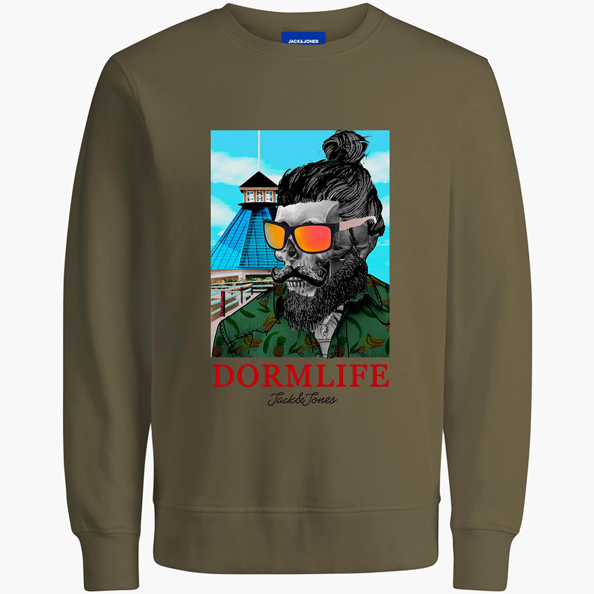 Jack & Jones Men Printed Crew Neck Sweatshirt-men-winterwear-hoodiesandsweatshirts-image-2