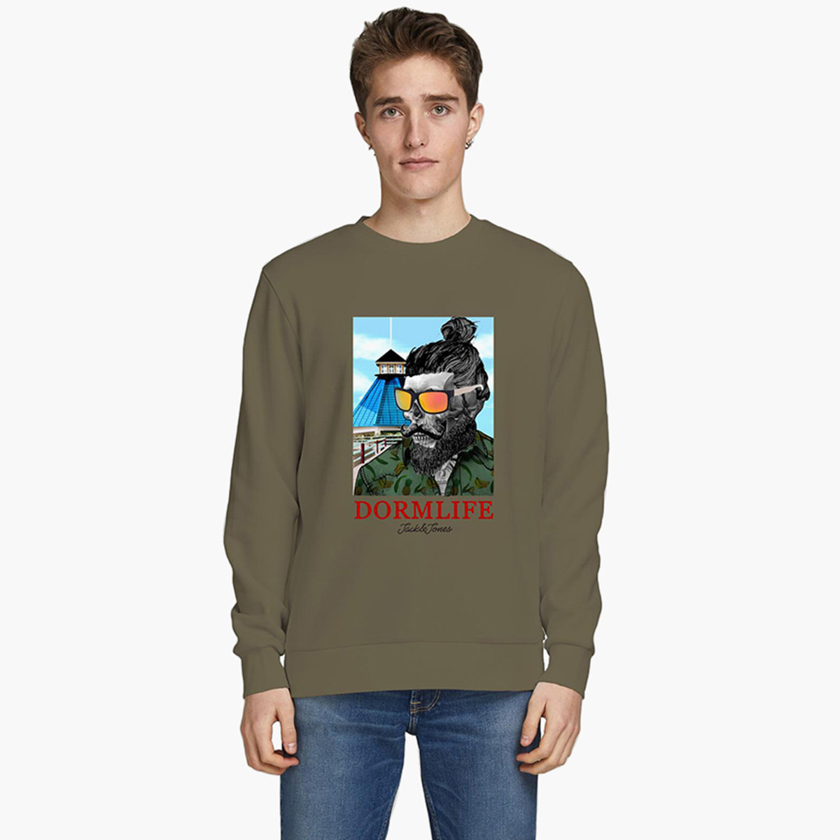 Jack & Jones Men Printed Crew Neck Sweatshirt-men-winterwear-hoodiesandsweatshirts-image-1