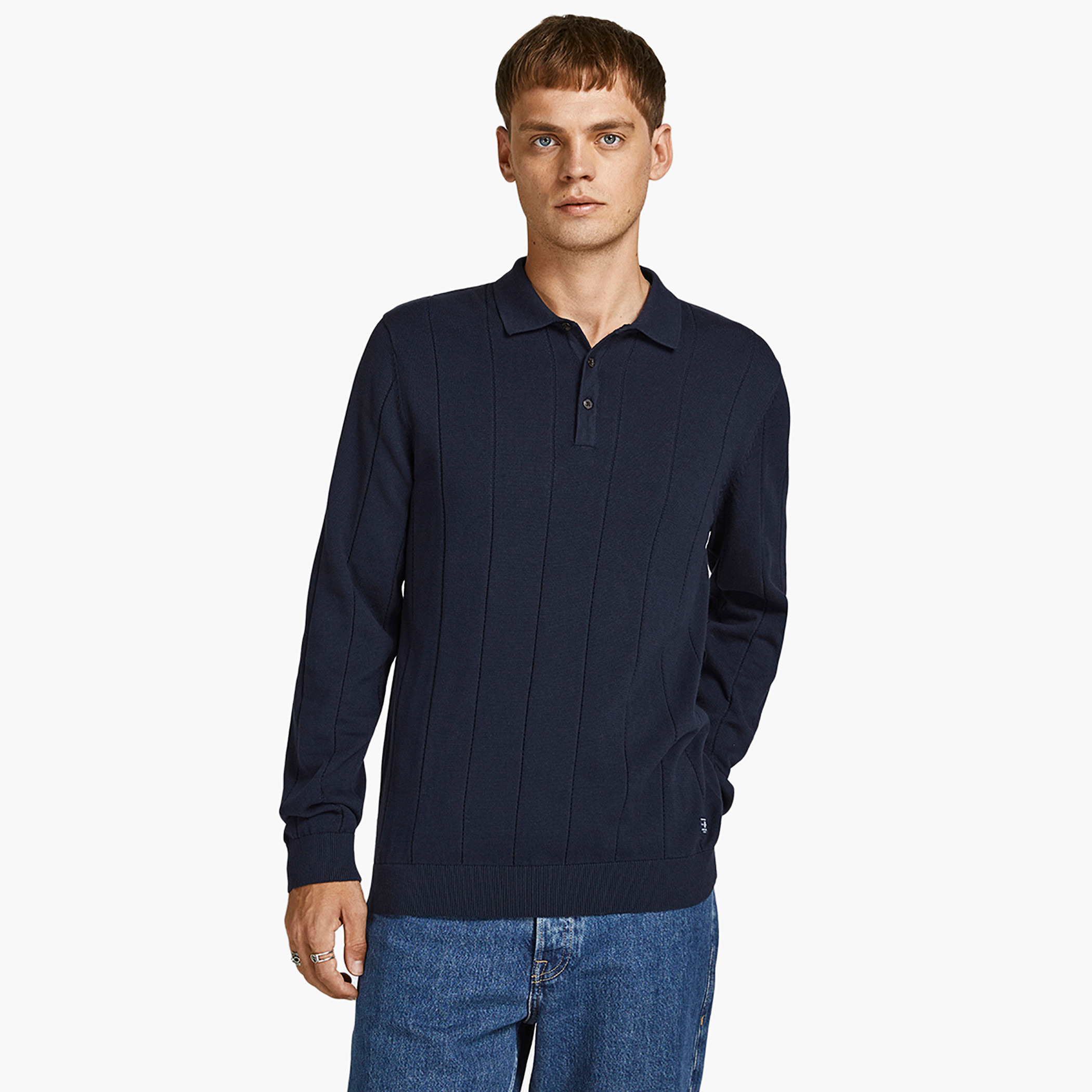 Jack & Jones Men Knitted Long Sleeves Polo Pullover-men-clothing-sweatersandpullovers-image-1