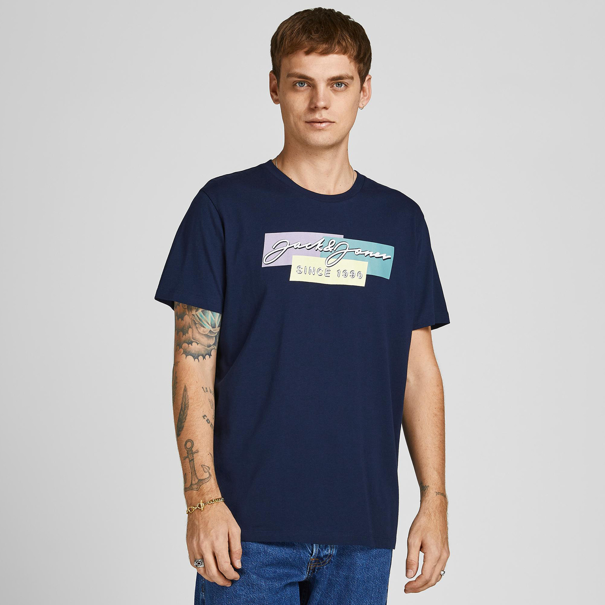 Jack & Jones Printed Crew Neck T-shirt with Short Sleeves-men-clothing-tshirtsandpolos-tshirts-image-1