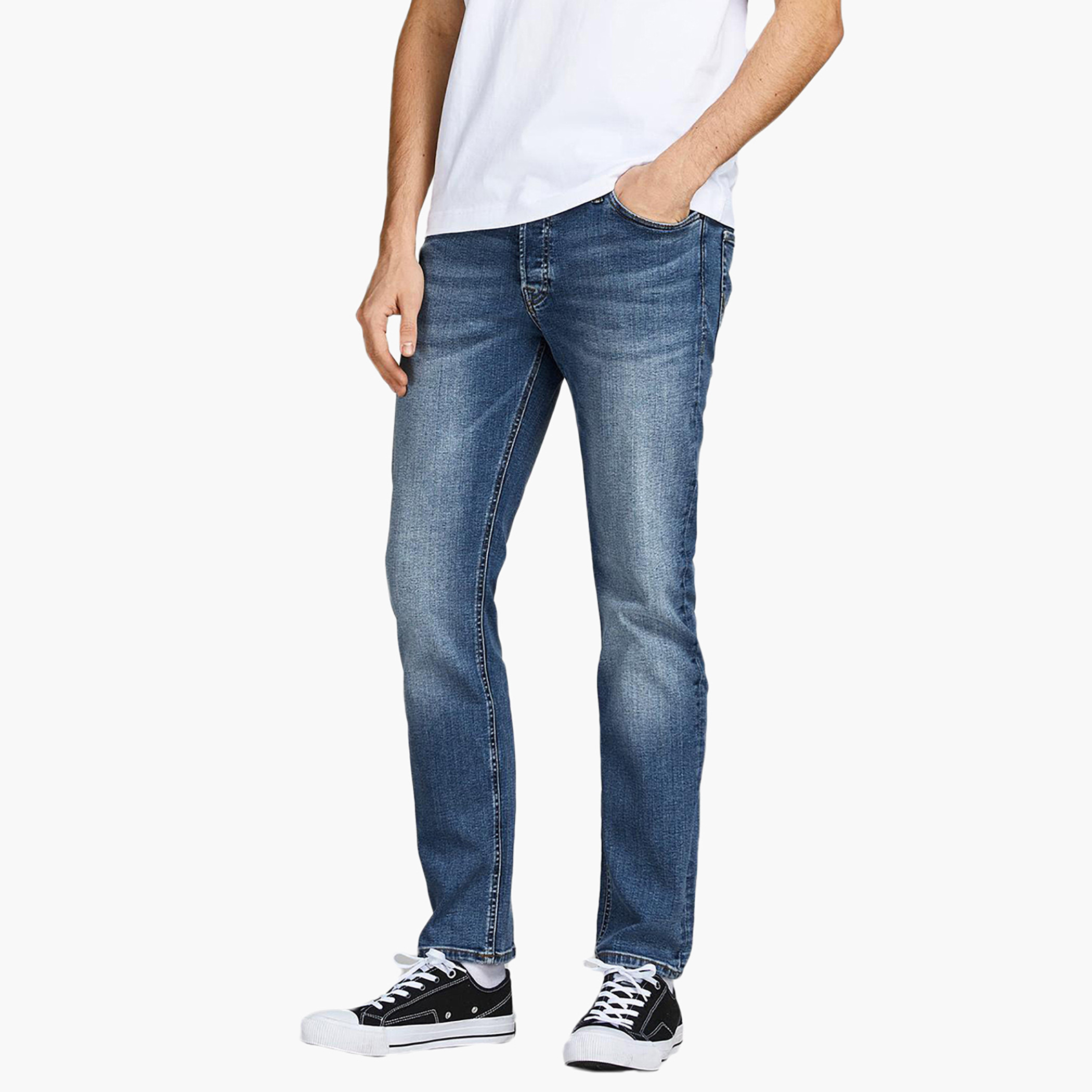 Jack & Jones Men Solid Slim Fit Jeans-men-clothing-bottoms-jeans-image-1