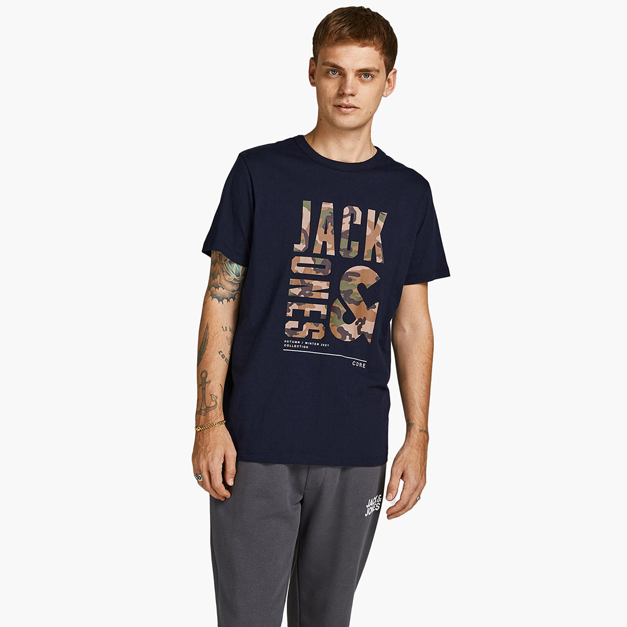 Jack & Jones Men Printed Crew Neck T-Shirt-men-clothing-tshirtsandpolos-tshirts-image-1