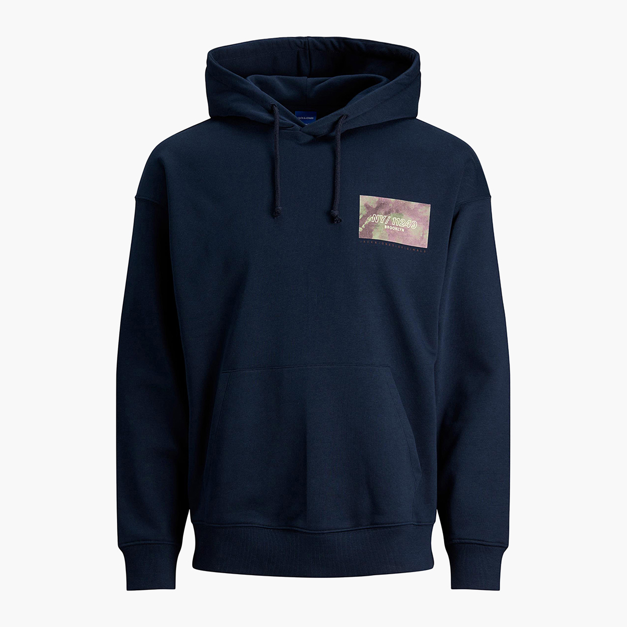 Jack & Jones Men Printed Kangaroo Pocket Hoodie-men-winterwear-hoodiesandsweatshirts-image-1