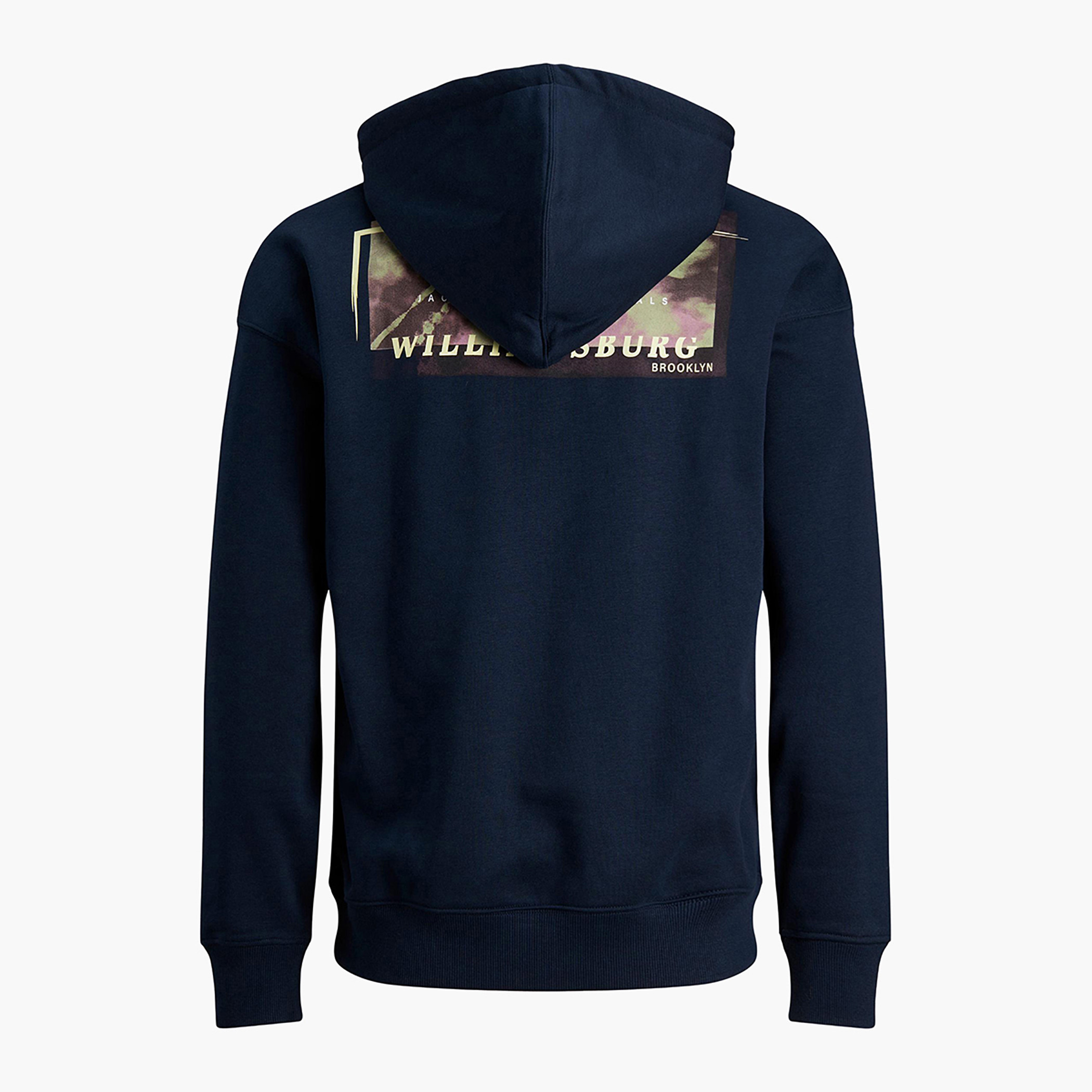 Jack & Jones Men Printed Kangaroo Pocket Hoodie-men-winterwear-hoodiesandsweatshirts-image-2