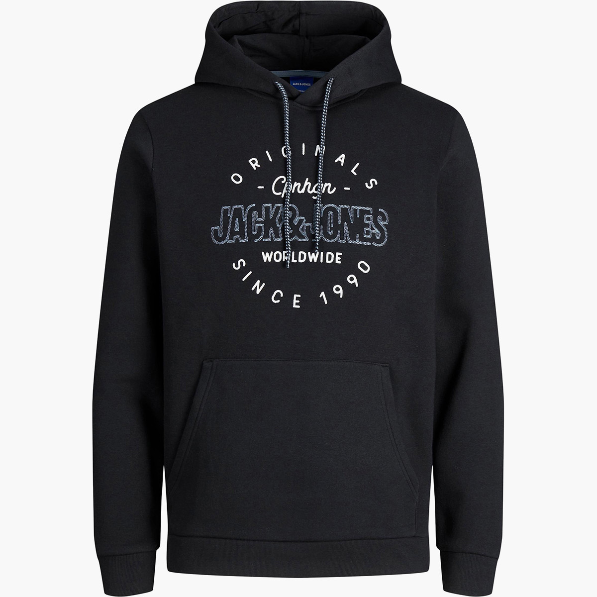 Jack & Jones Men Logo Kangaroo Pocket Hooded Sweatshirt-men-winterwear-hoodiesandsweatshirts-image-1