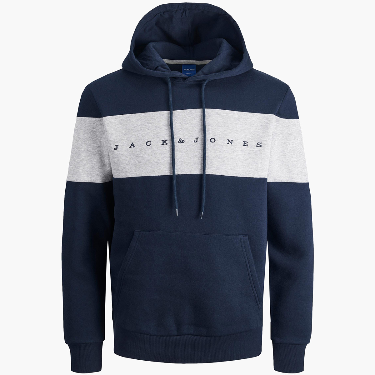 Jack & Jones Men Colour Blocking Kangaroo Pocket Hooded Sweatshirt-men-winterwear-hoodiesandsweatshirts-image-2