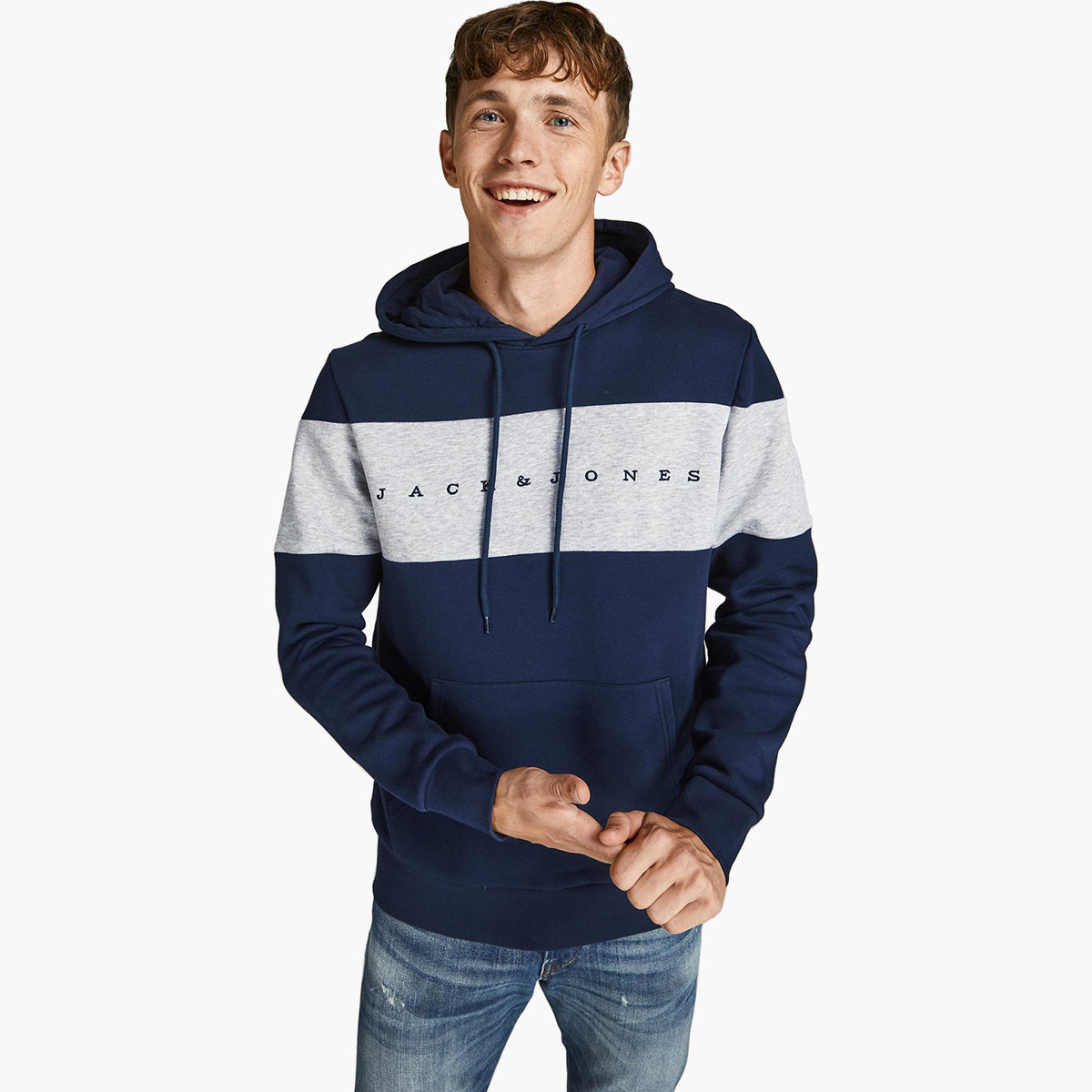 Jack & Jones Men Colour Blocking Kangaroo Pocket Hooded Sweatshirt-men-winterwear-hoodiesandsweatshirts-image-6