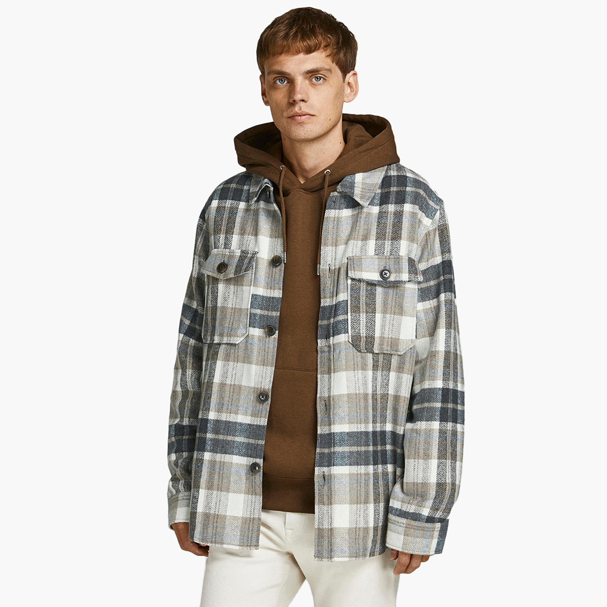 Jack & Jones Men Checked Front Flap Pocket Shirt-men-clothing-shirts-image-1