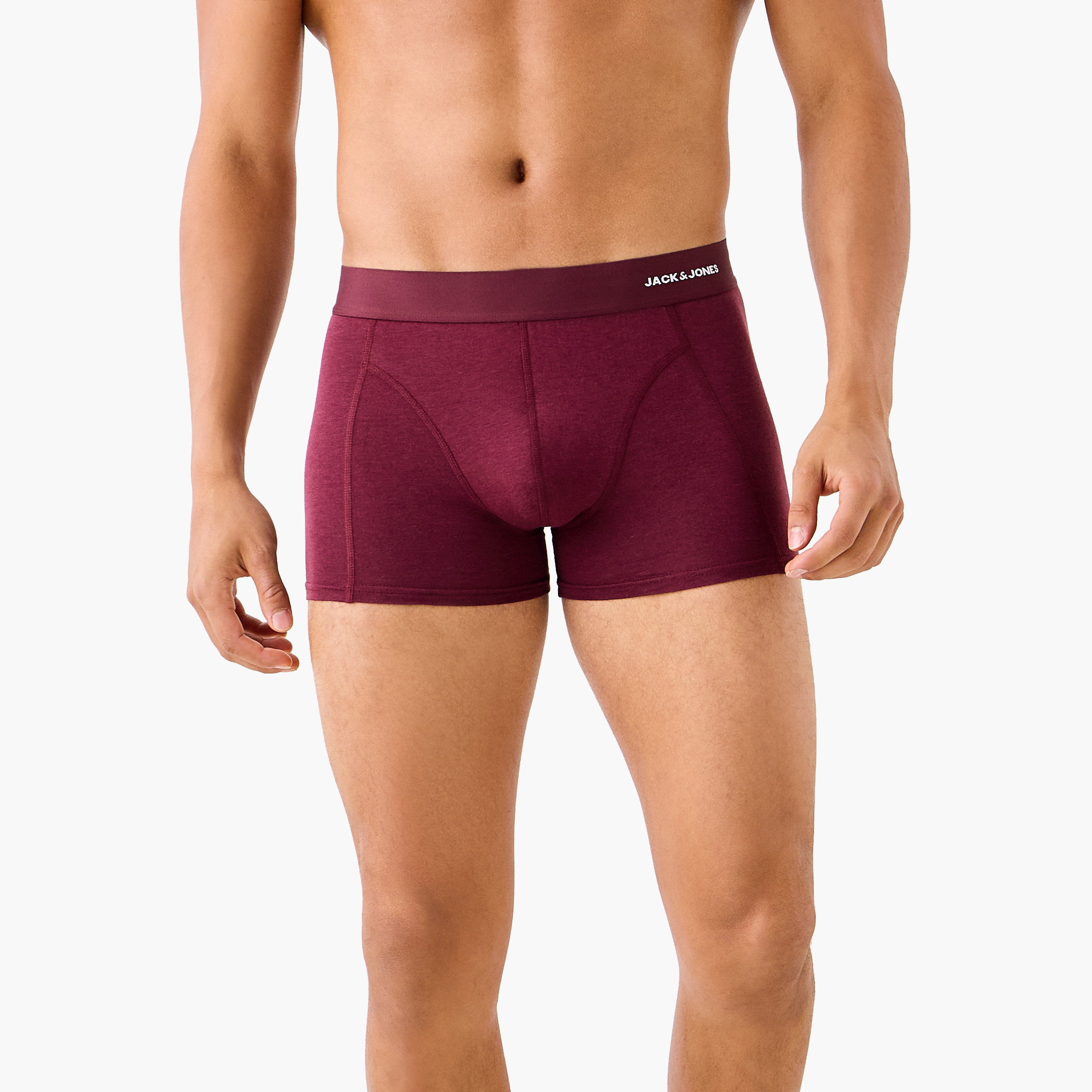 Jack & Jones Solid Trunks with Elasticated Waistband - Set of 3-men-clothing-innerwear-underwear-image-2