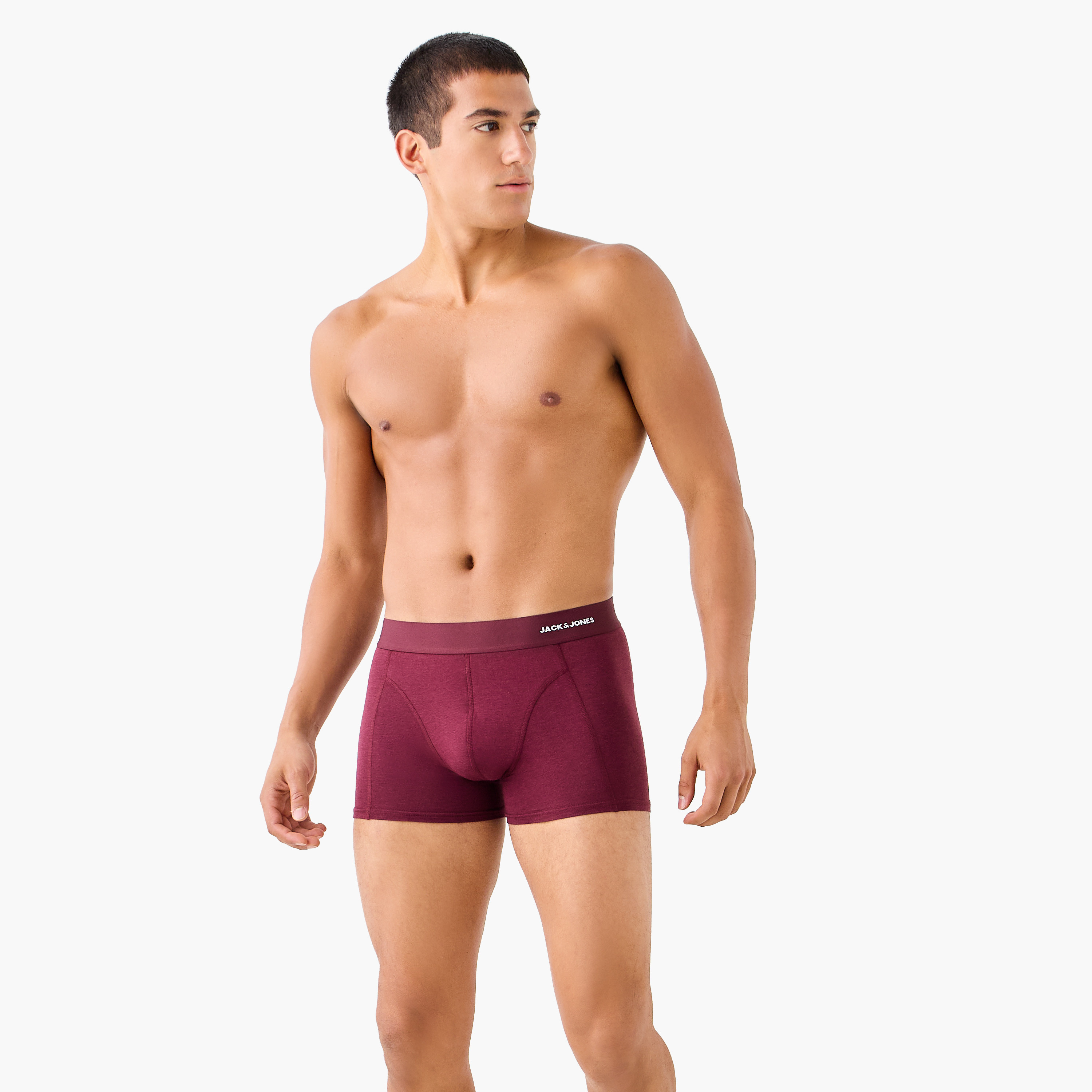 طقم 3 سراويل داخلية ترانك سادة بخصر مطاطي من من جاك آند جونز-men-clothing-innerwear-underwear-image-4