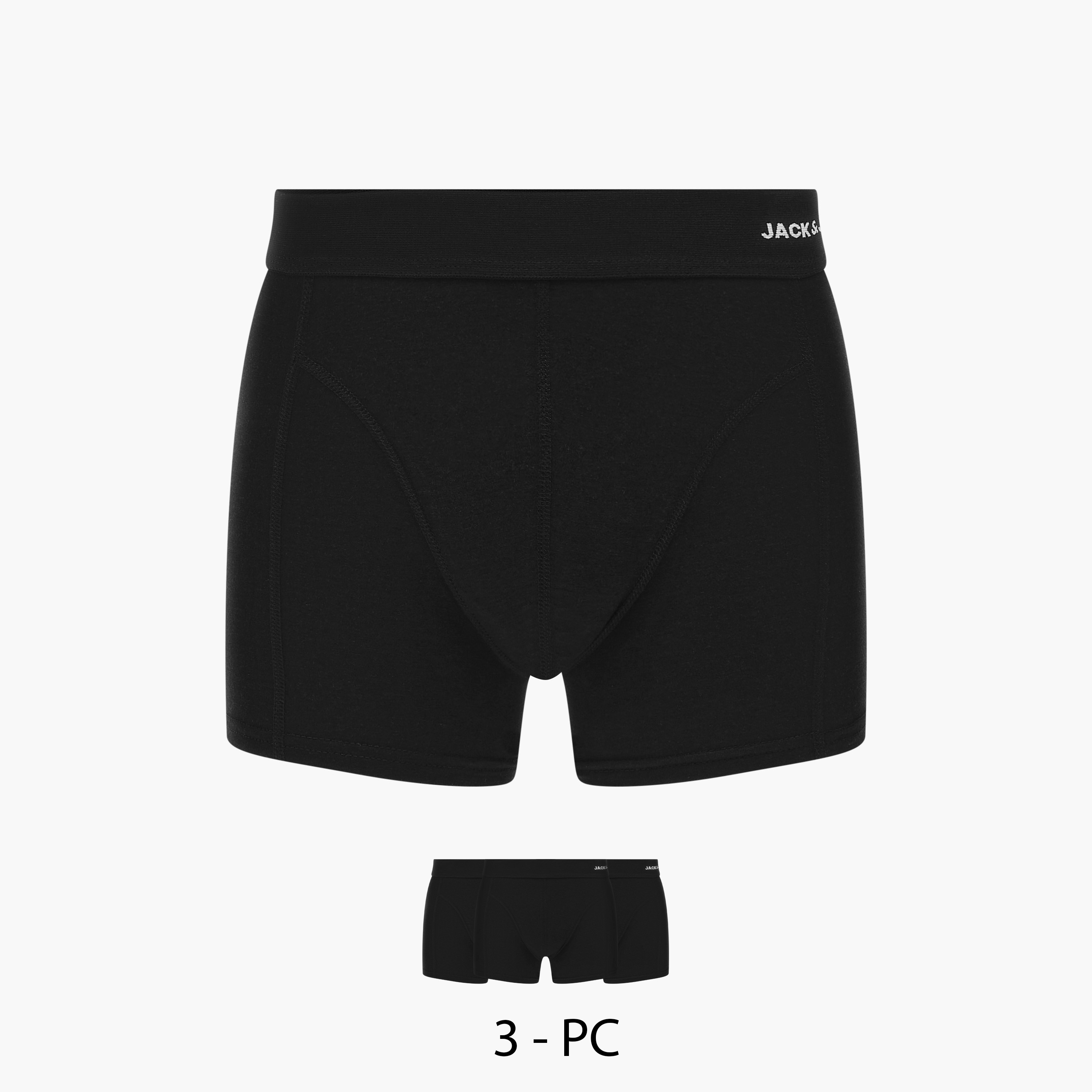 Jack & Jones Solid Trunks with Elasticated Waistband - Set of 3-men-clothing-innerwear-underwear-image-1