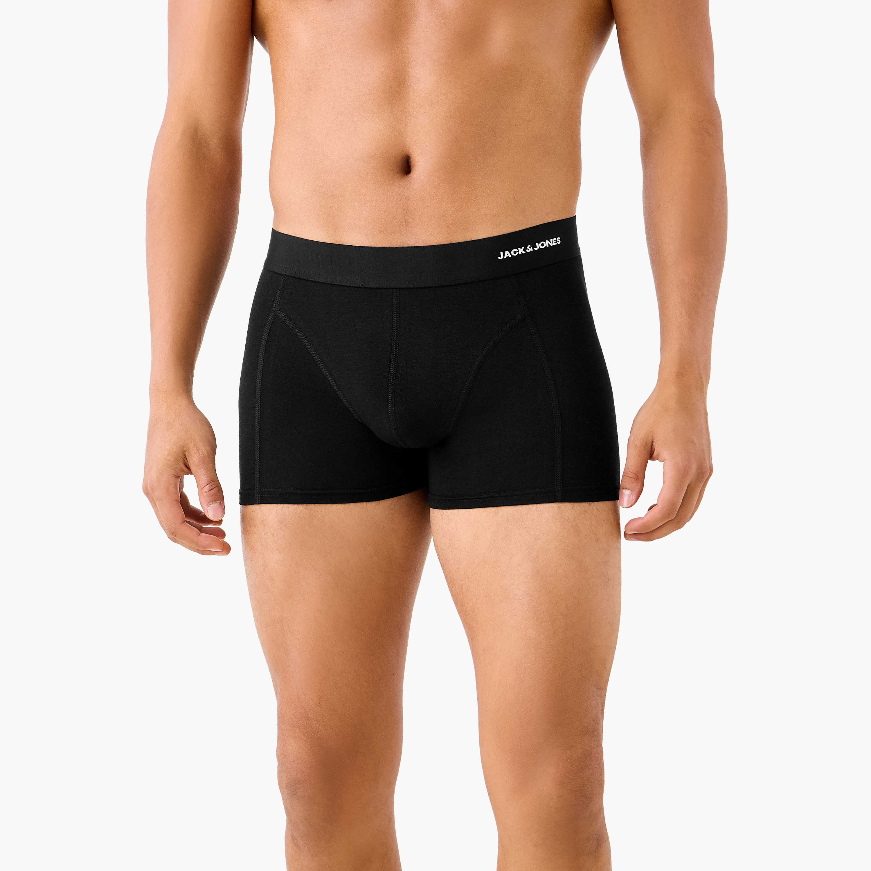 Jack & Jones Solid Trunks with Elasticated Waistband - Set of 3-men-clothing-innerwear-underwear-image-2