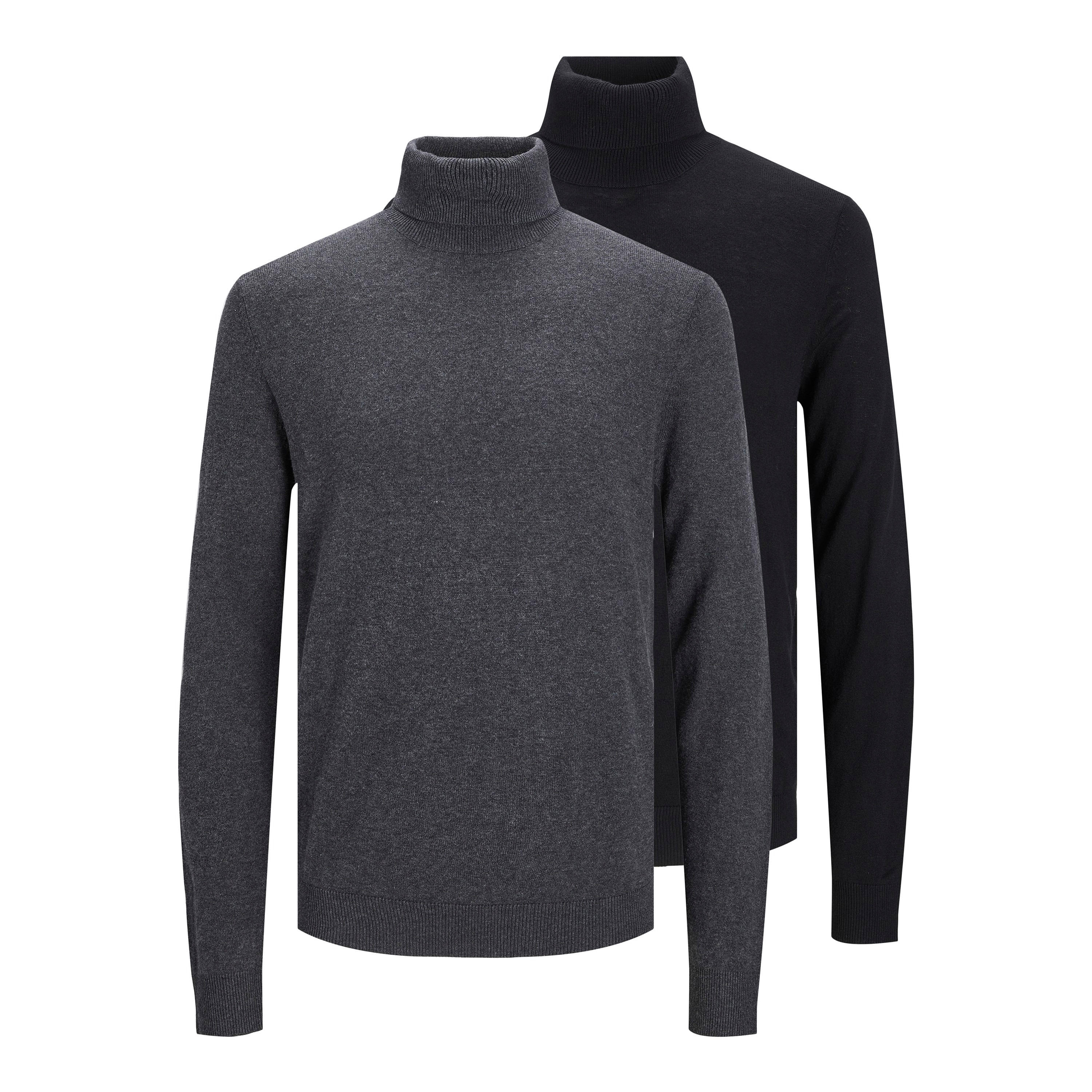 حزمة من 2 بلوفر من جاك آند جونز رجالي محبوك مع رمادي وأسود برقبة سلحفاة-men-clothing-sweatersandpullovers-image-1