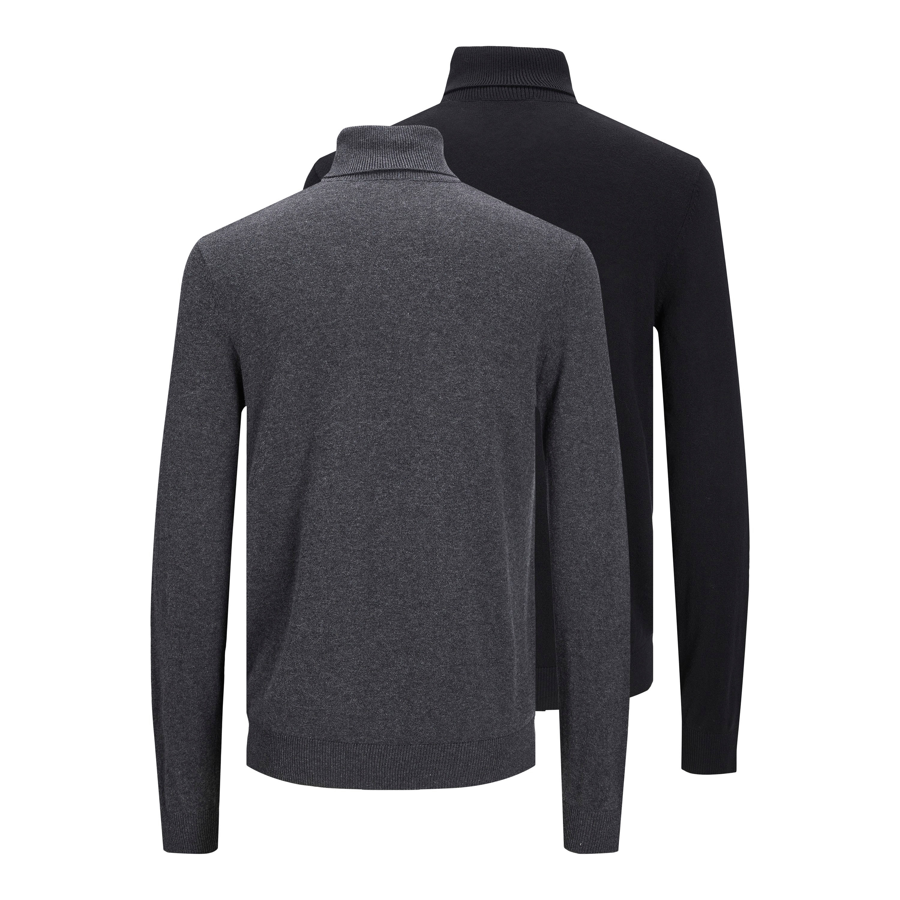 حزمة من 2 بلوفر من جاك آند جونز رجالي محبوك مع رمادي وأسود برقبة سلحفاة-men-clothing-sweatersandpullovers-image-2