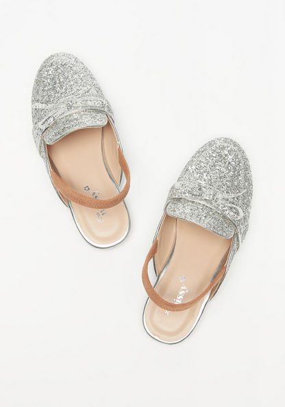 Little Missy Glitter Textured Slingback Mules-Girl%27s Casual Shoes-image-1