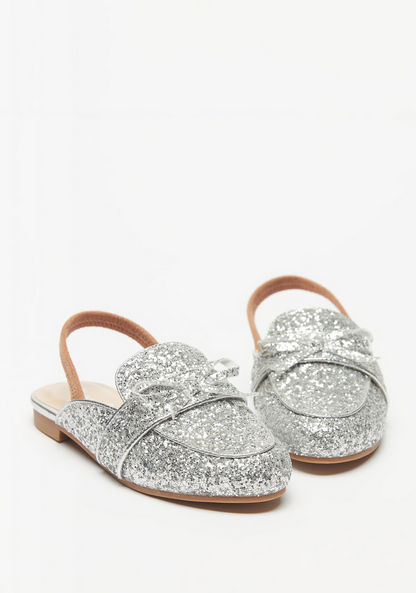 Little Missy Glitter Textured Slingback Mules-Girl%27s Casual Shoes-image-3
