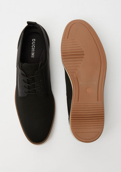 Duchini Men's Textured Derby Shoes with Lace-Up Closure-Men%27s Formal Shoes-image-4