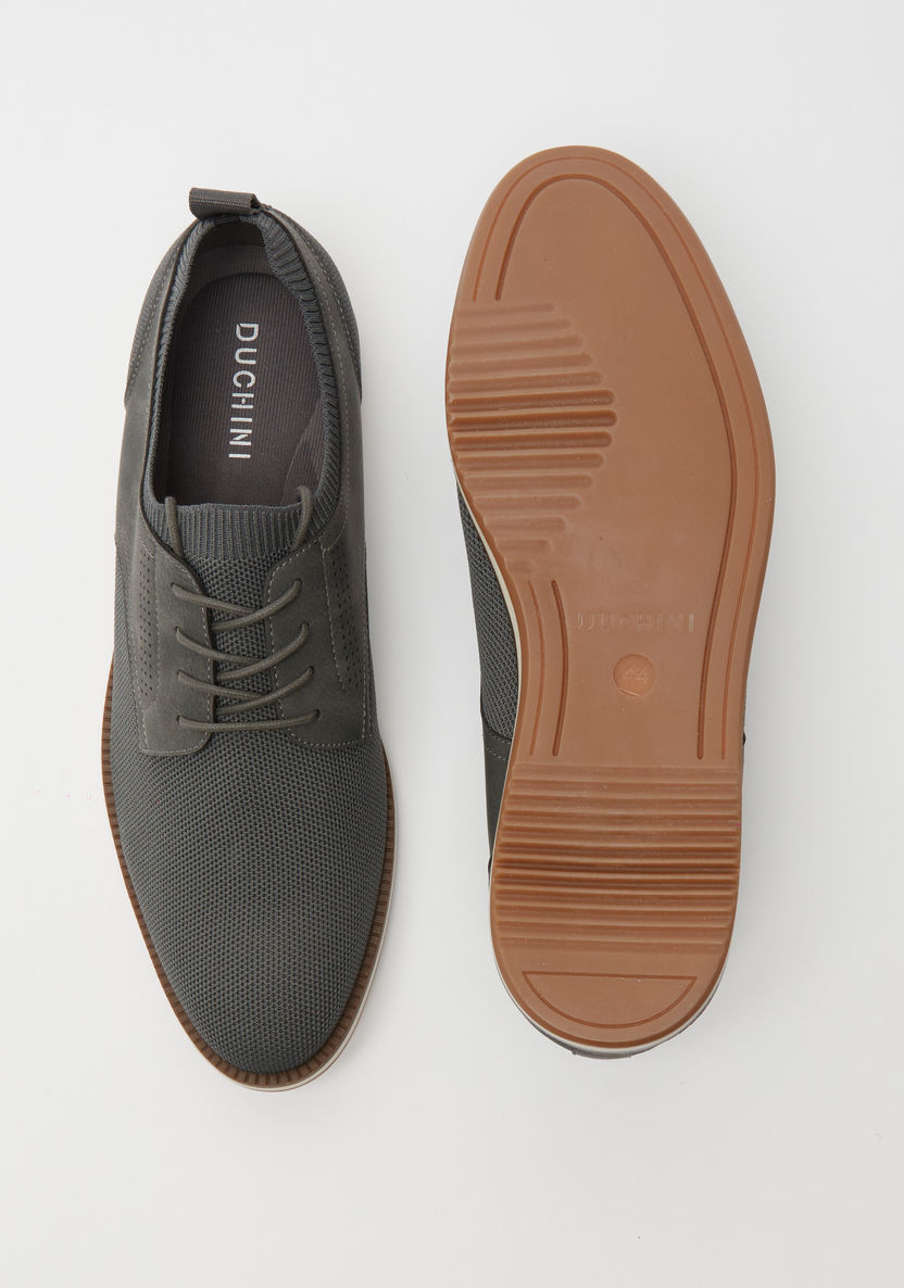 Duchini Men's Textured Derby Shoes with Lace-Up Closure-Men%27s Formal Shoes-image-4