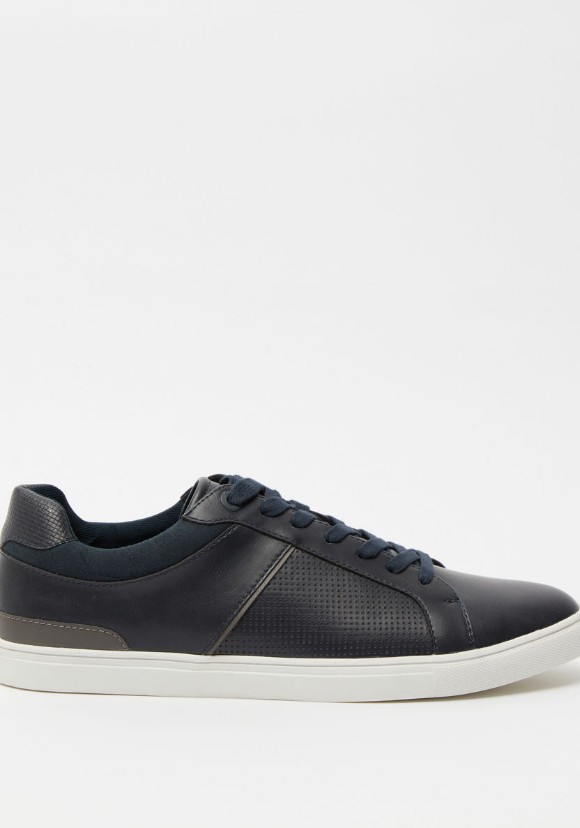 Lee Cooper Men's Textured Sneakers with Lace-Up Closure-Men%27s Sneakers-image-0